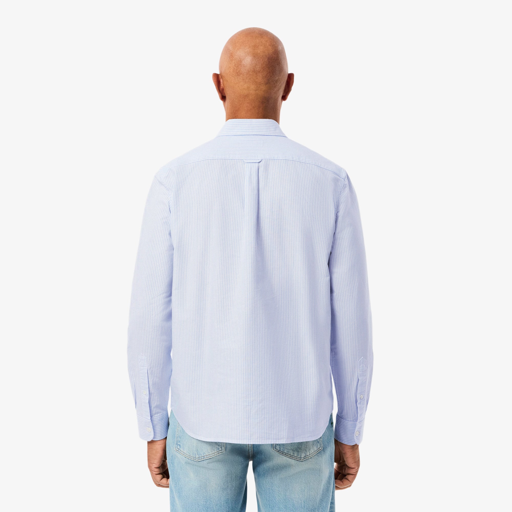 Thumbnail - Lacoste Regular Fit-Hemd aus gestreifter Baumwoll-Oxford - Blau / Weiß Size 40