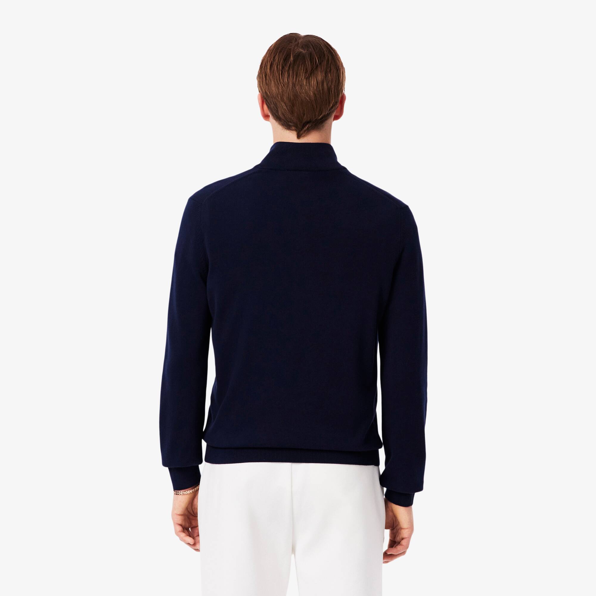 Thumbnail - Lacoste Pullover aus Baumwolle mit Reißverschluss und hohem Kragen - Navy Blau Size M