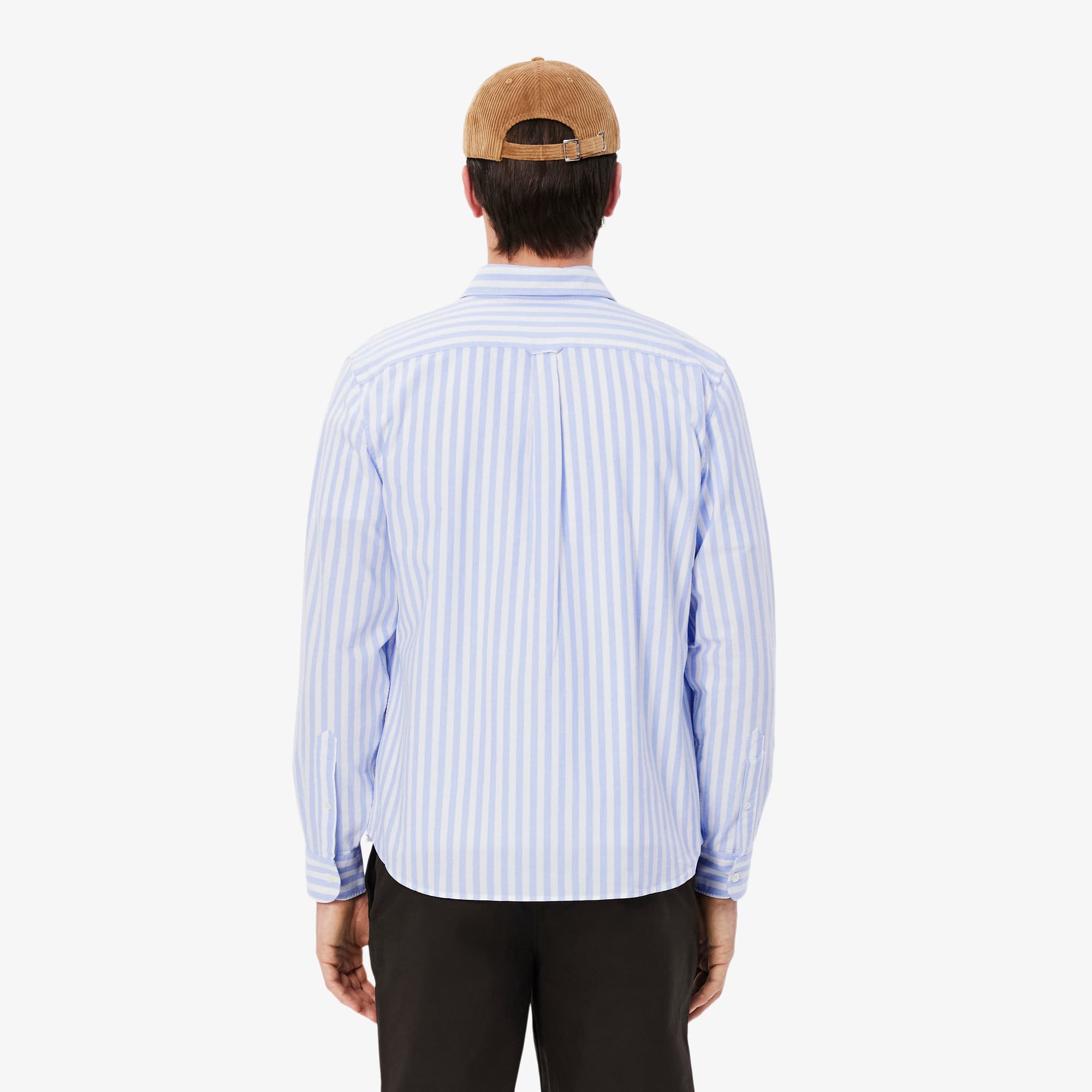 Thumbnail - Lacoste Regular Fit-Hemd aus gestreifter Baumwoll-Oxford - Blau / Weiß Size 42