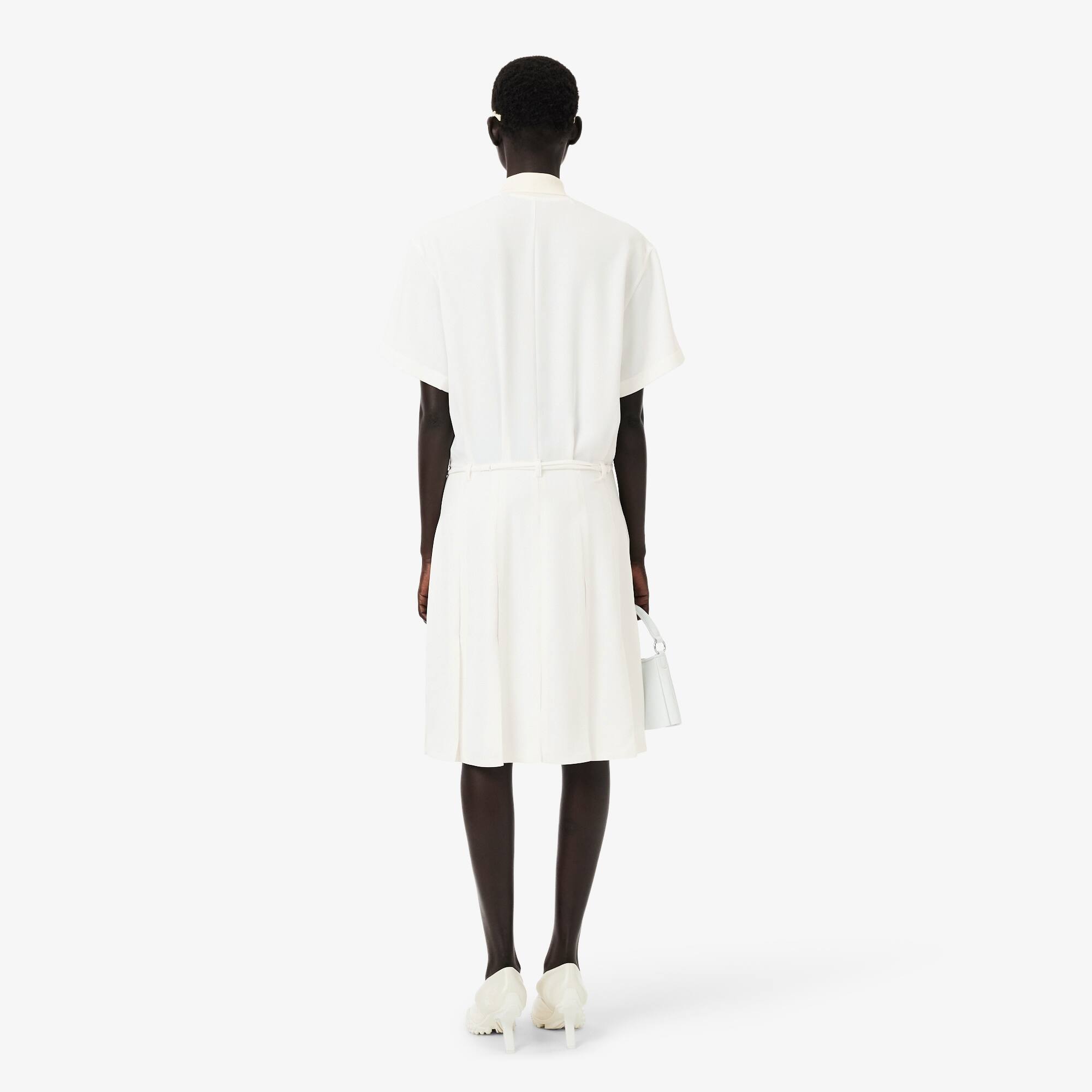 Thumbnail - Lacoste Polokleid Runway mit Stickdetails und Faltenrock - Weiß Size 34