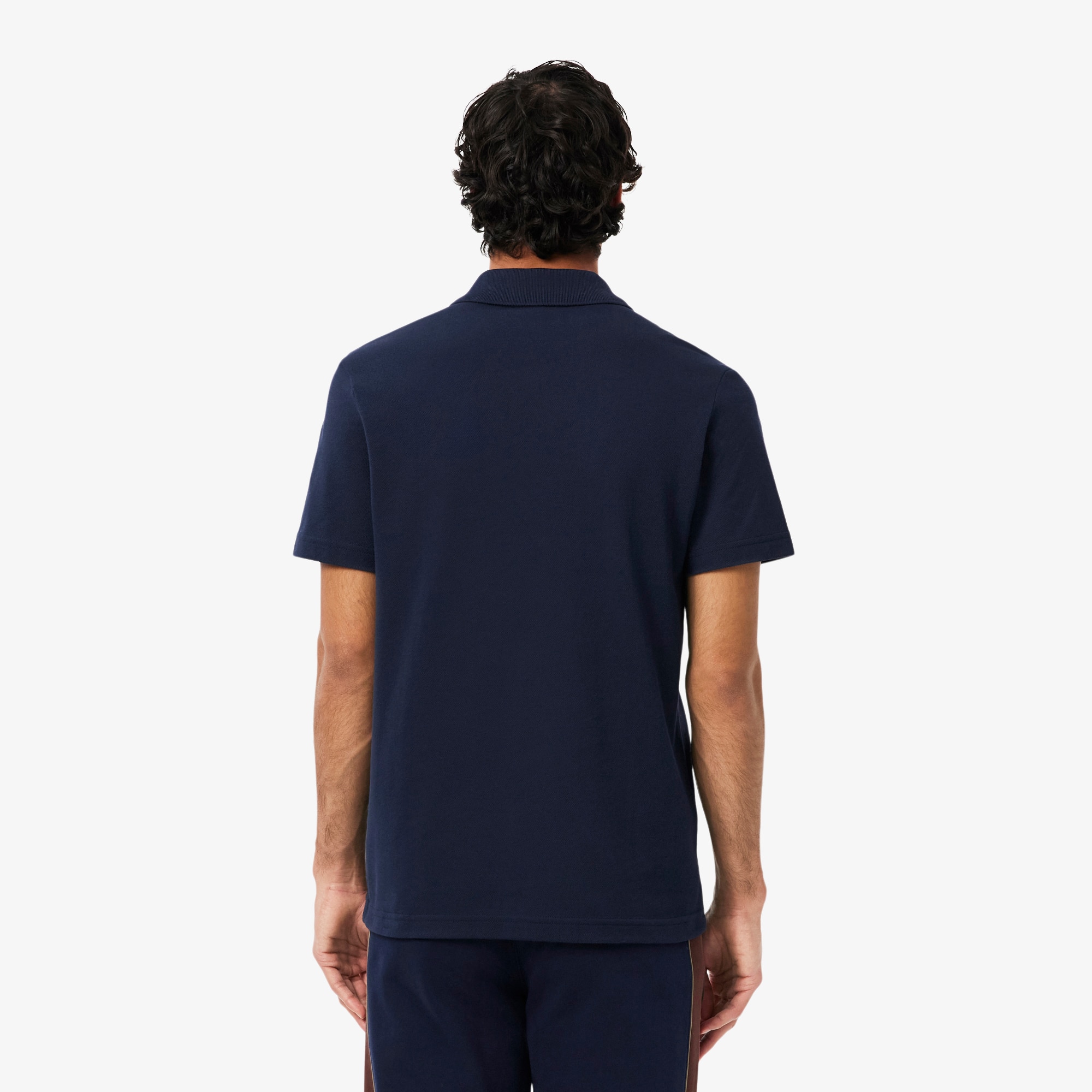 Thumbnail - Lacoste Regular Fit-Polohemd aus Mini-Piqué mit Colorblock - Navy Blau / Weiß / Braun Size XXL