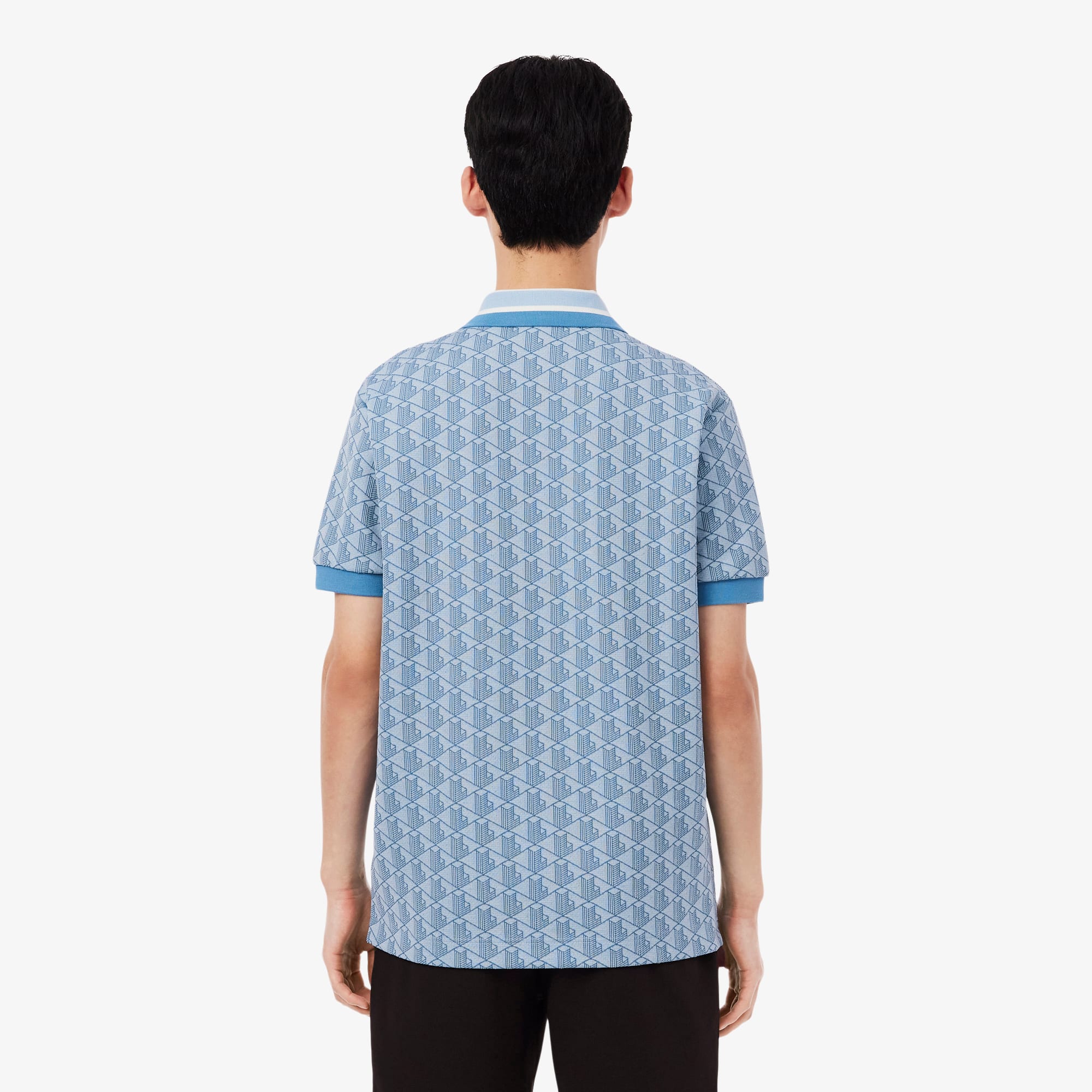 Thumbnail - Lacoste Classic Fit-Polohemd mit Monogramm aus Jacquard - Bleu Clair / Bleu Size 3XL