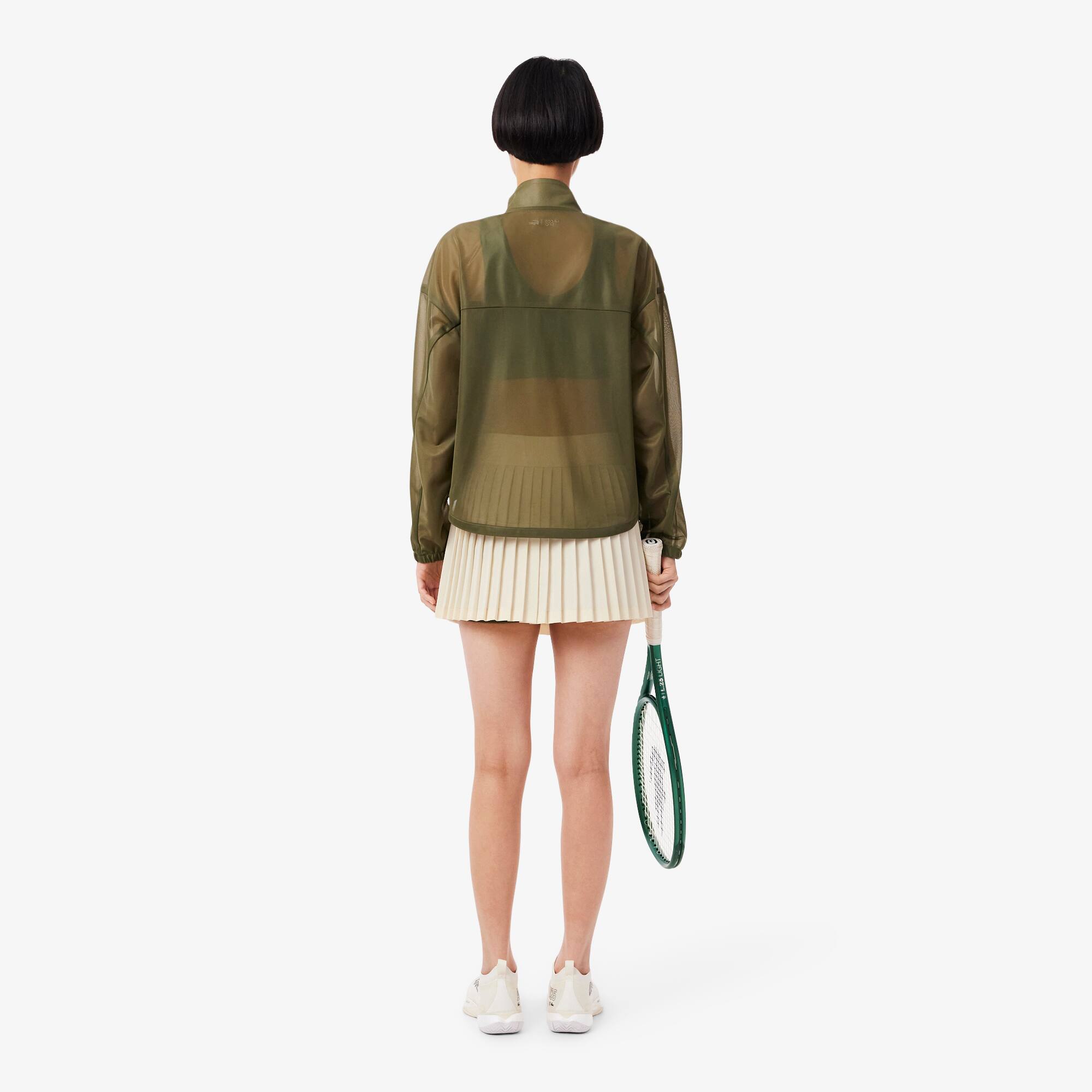 Thumbnail - Lacoste Tennisrock mit Futter und Ultra Dry-Technologie - Weiß / Khaki Grün Size 42