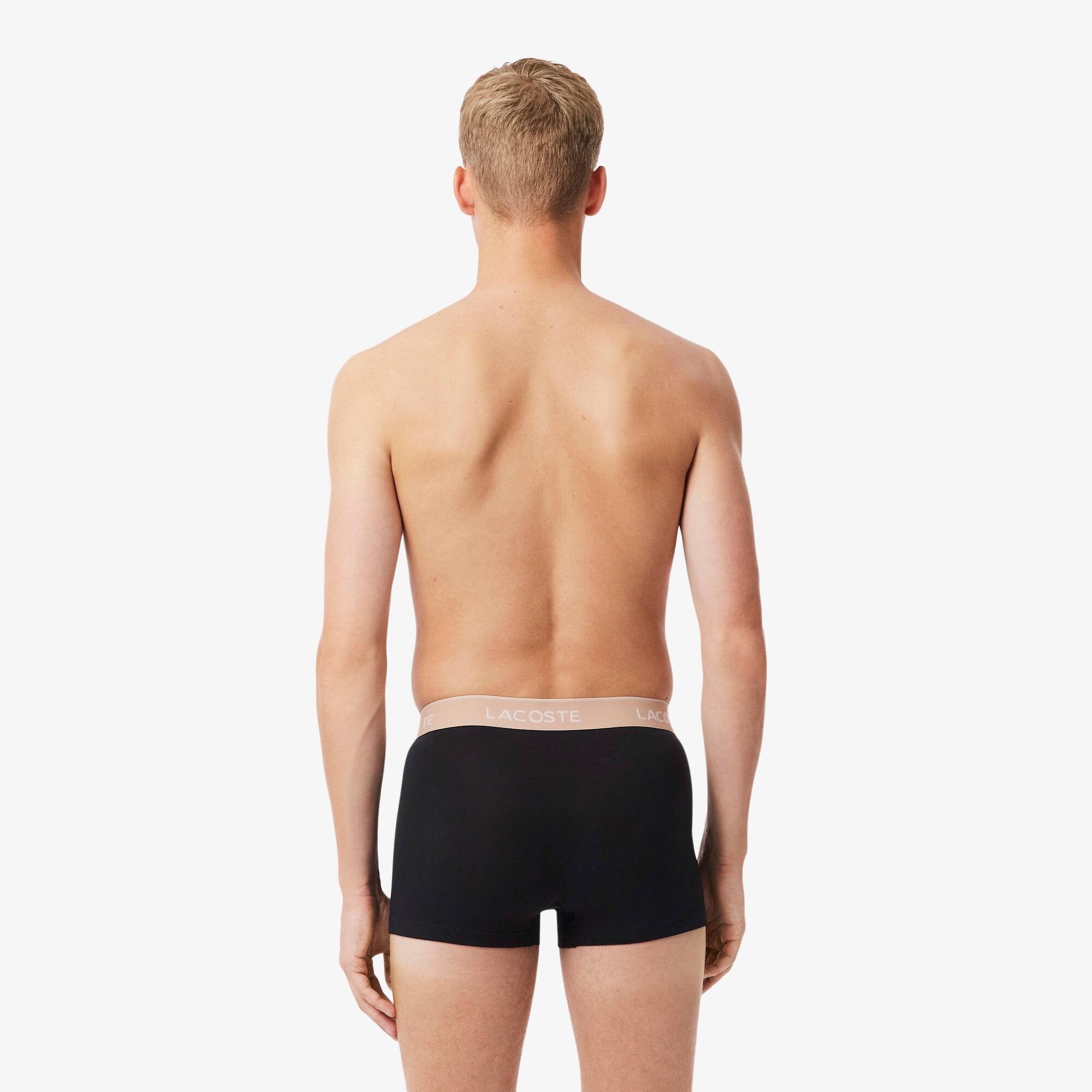 Thumbnail - Lacoste 3er-Pack Trunks aus Stretch-Baumwolle - Schwarz / Beige / Braun Size M