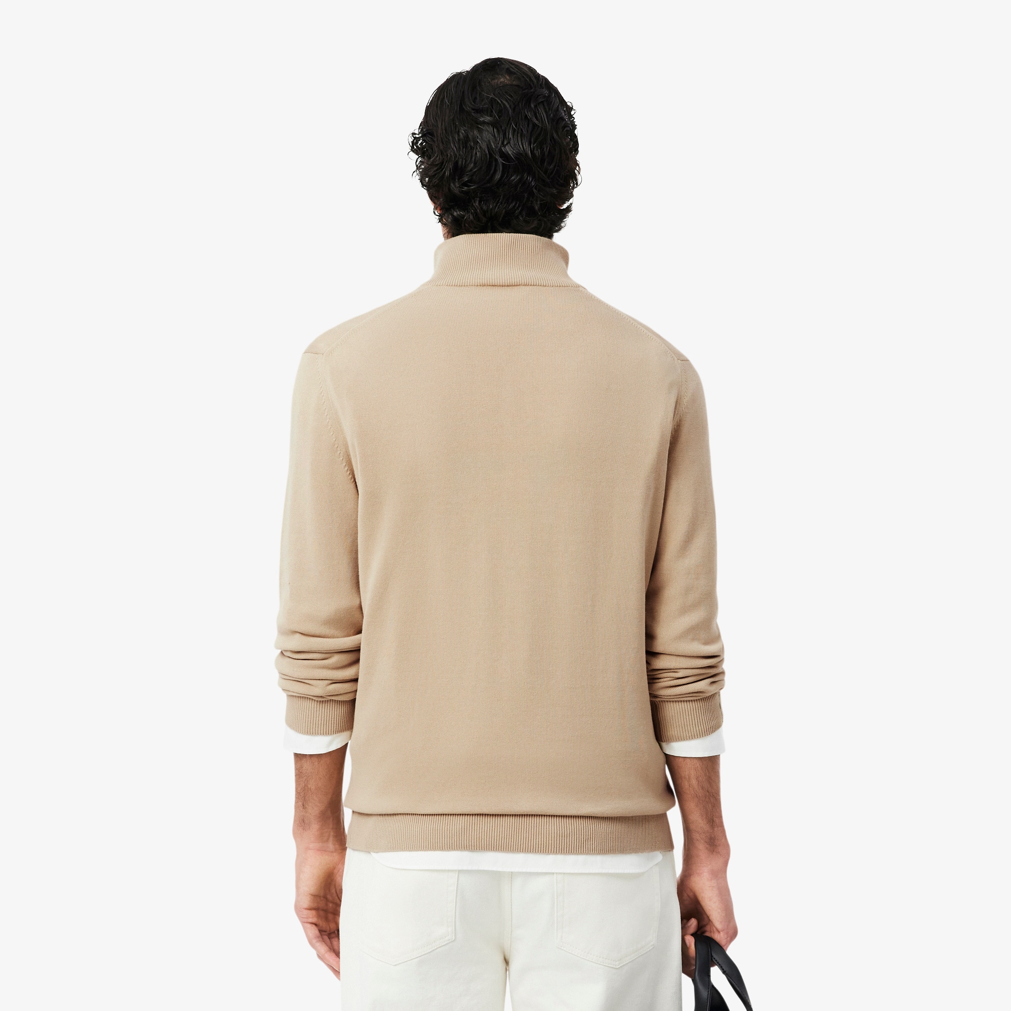 Thumbnail - Lacoste Pullover aus Baumwolle mit Reißverschluss und hohem Kragen - Beige Size 3XL