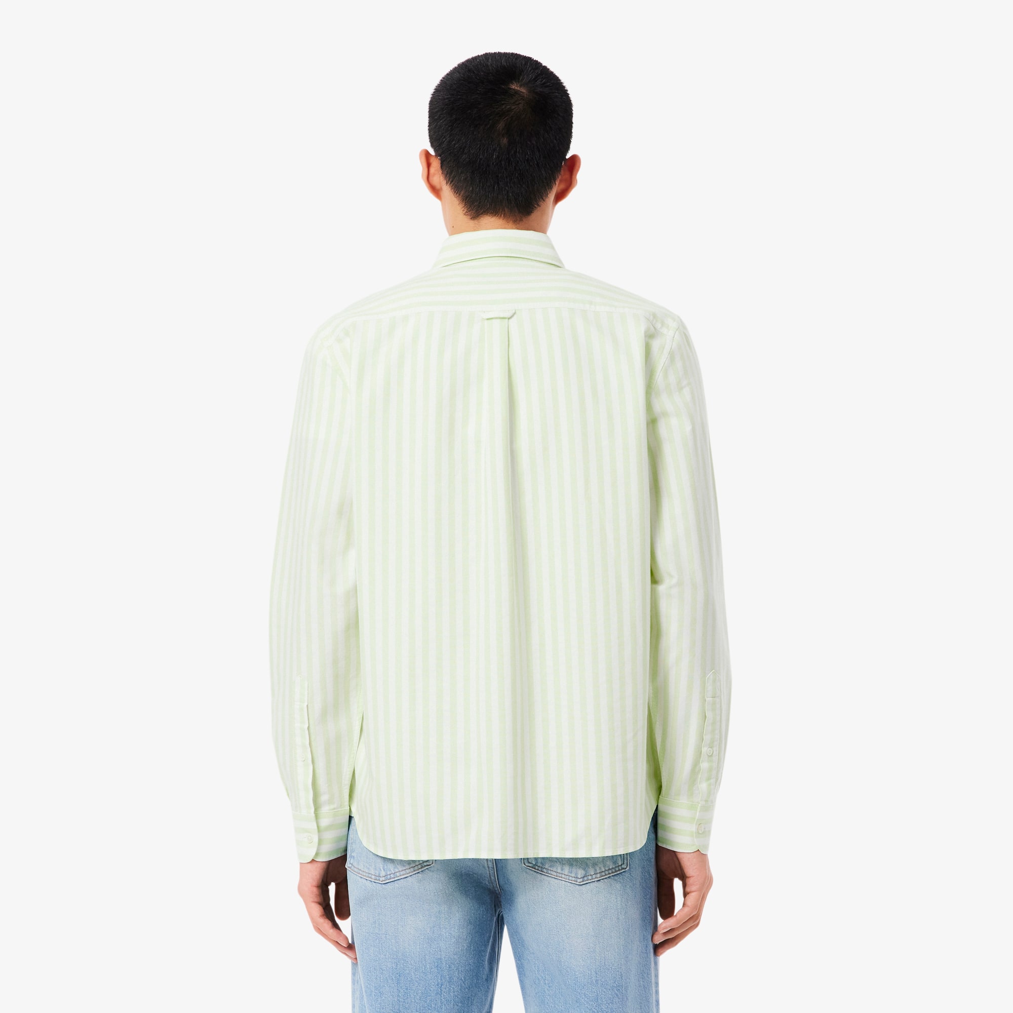 Thumbnail - Lacoste Regular Fit-Hemd aus gestreifter Baumwoll-Oxford - Vert / Blanc Size 42