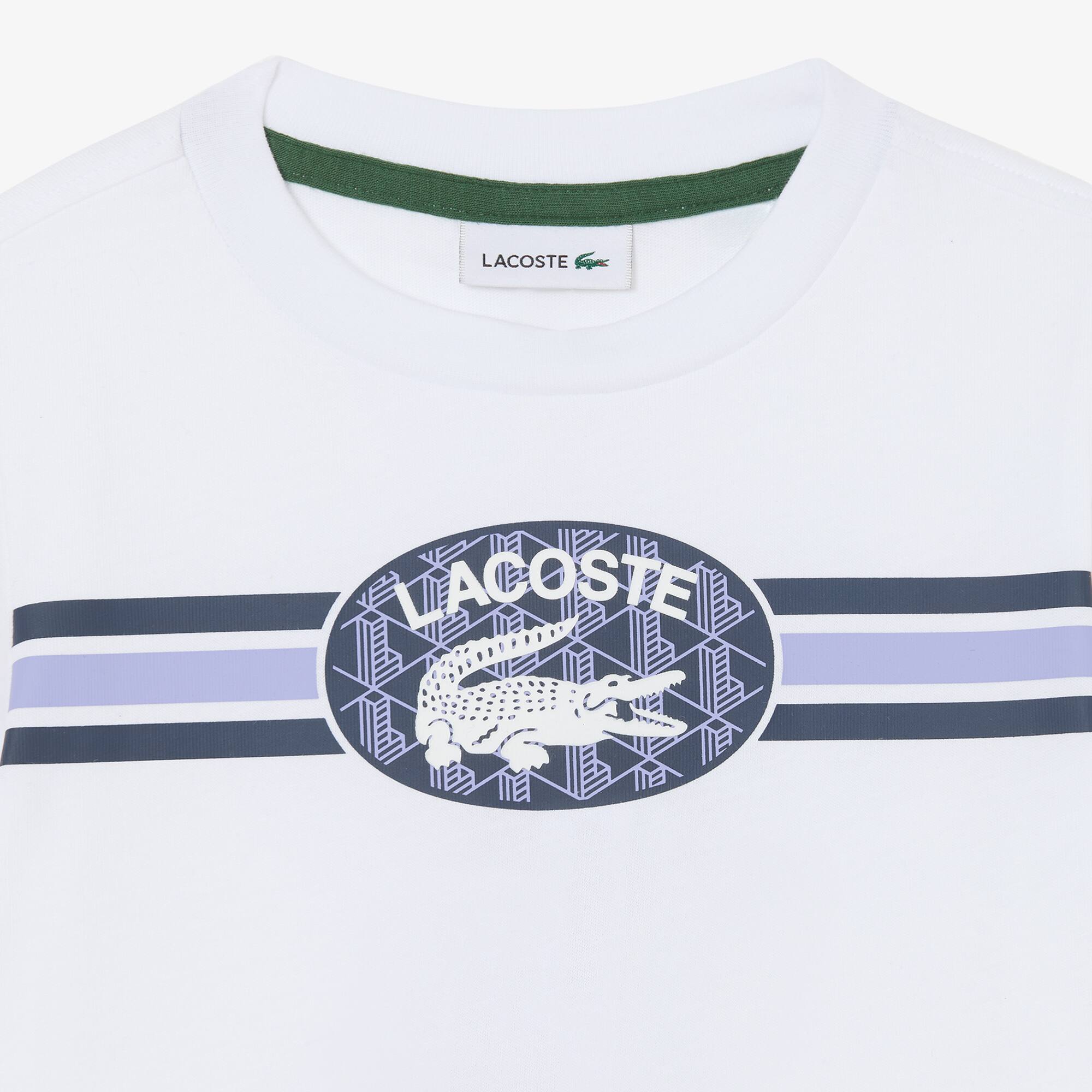 Thumbnail - Lacoste T-Shirt aus Baumwolle mit Monogramm-Print - Weiß Size 4 - 4A