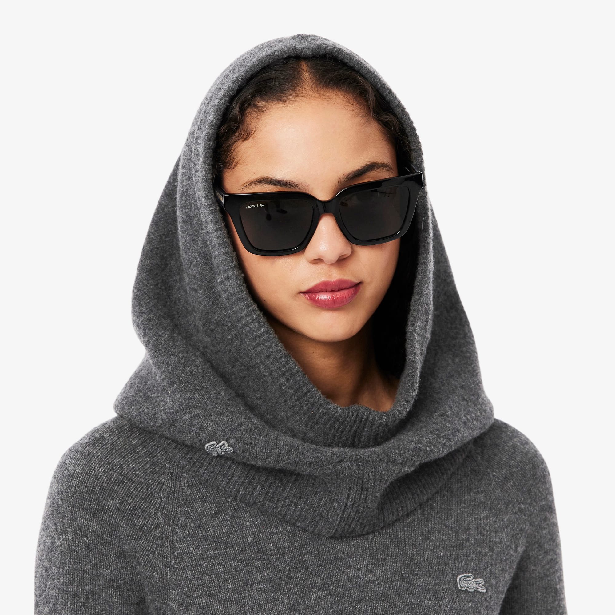 Thumbnail - Lacoste Nahtlose Balaclava aus Tuchwolle - Heidekraut Grau Size One Size