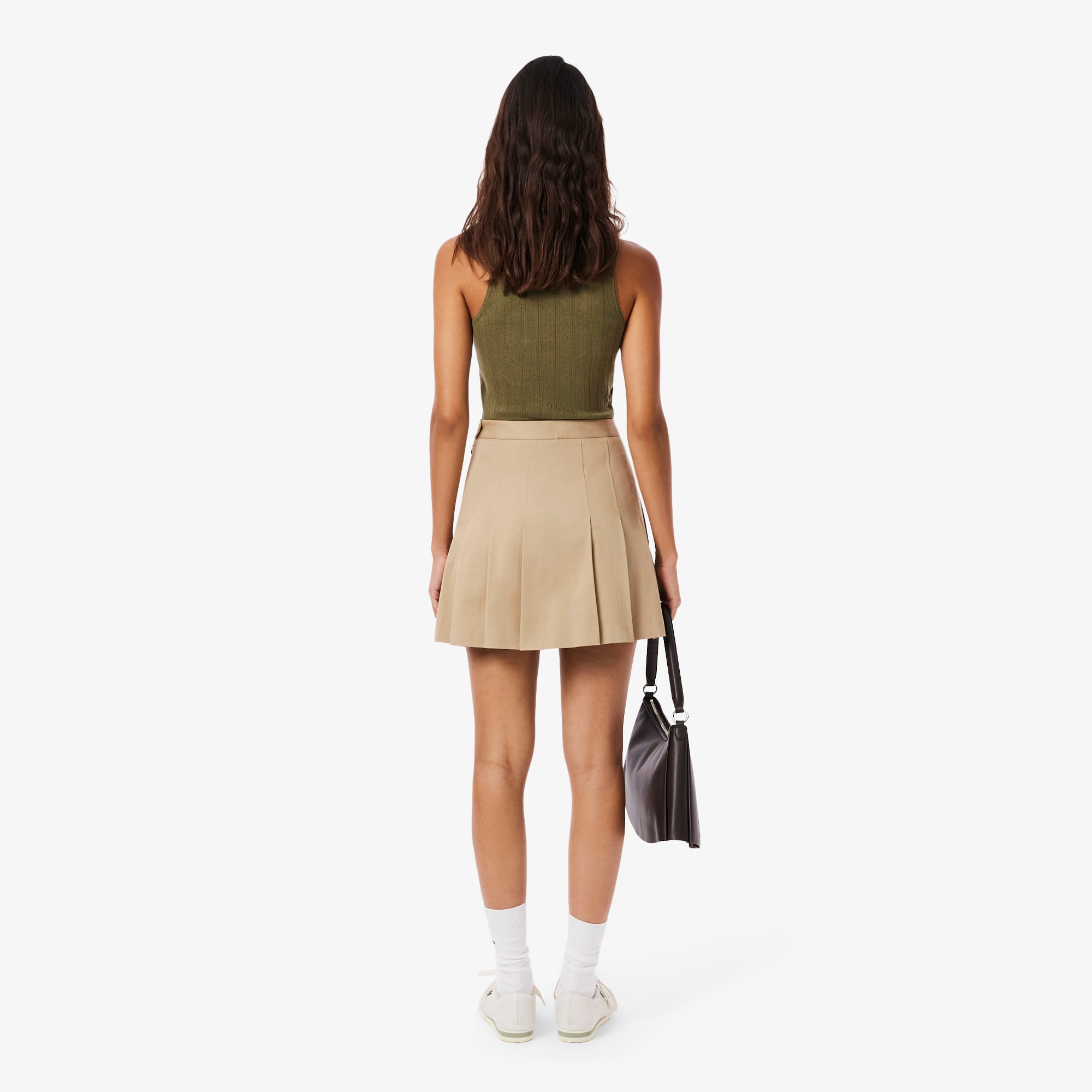 Thumbnail - Lacoste Kurzer Faltenrock aus Stretch-Baumwolle - Beige Size 38