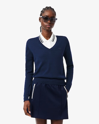 Nahtloser Pullover mit V-Ausschnitt