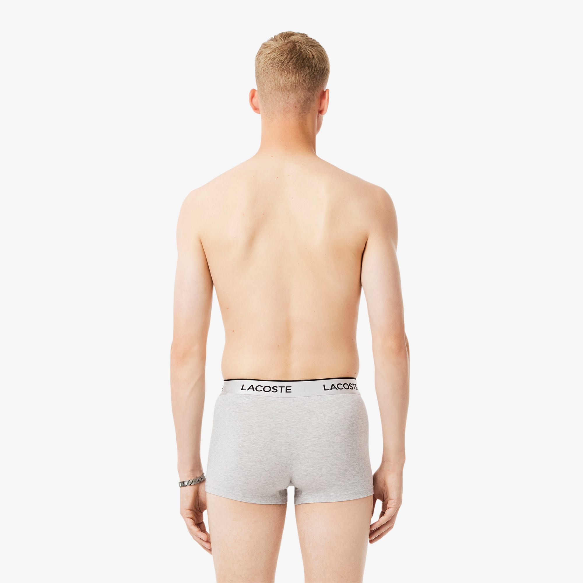 Thumbnail - Lacoste 3er-Pack kurze Trunks mit silbernem Bund - Heidekraut Grau / Grün / Schwarz Size XXL