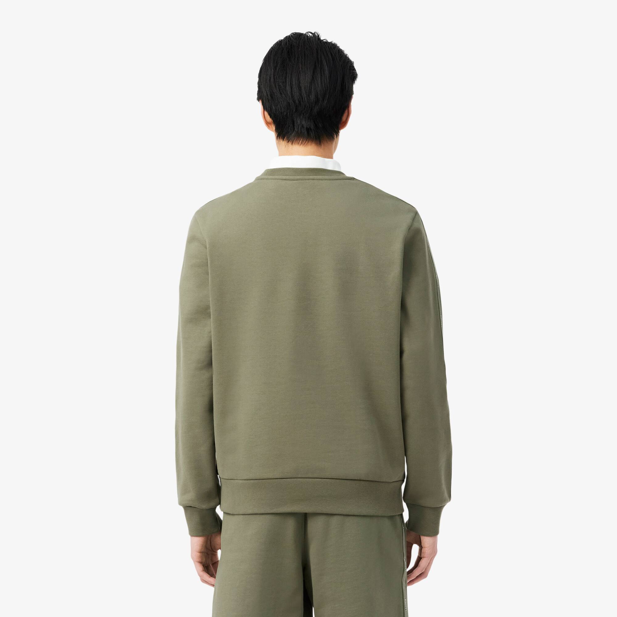 Thumbnail - Lacoste Sweatshirt aus Fleece mit Streifenband - Khaki Grün Size S