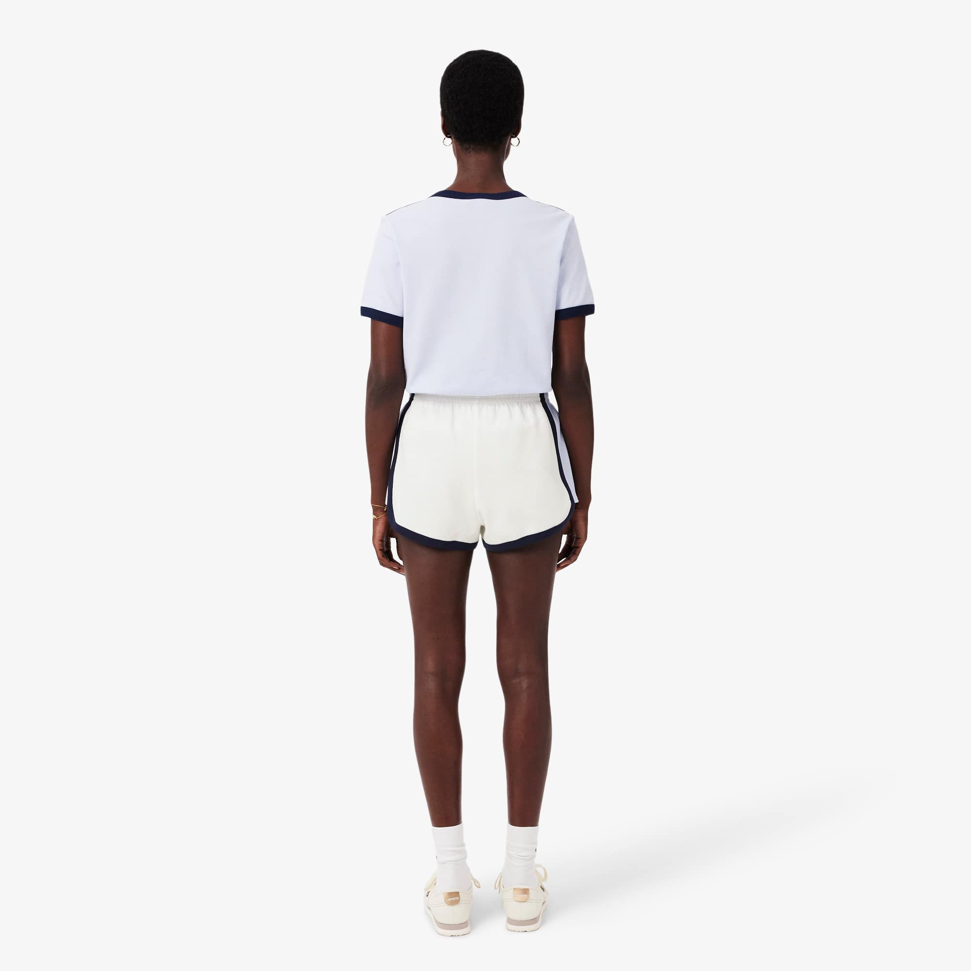 Thumbnail - Lacoste Shorts aus Baumwolle Archive Re-edition - Blanc / Bleu Clair / Bleu Marine Size 38