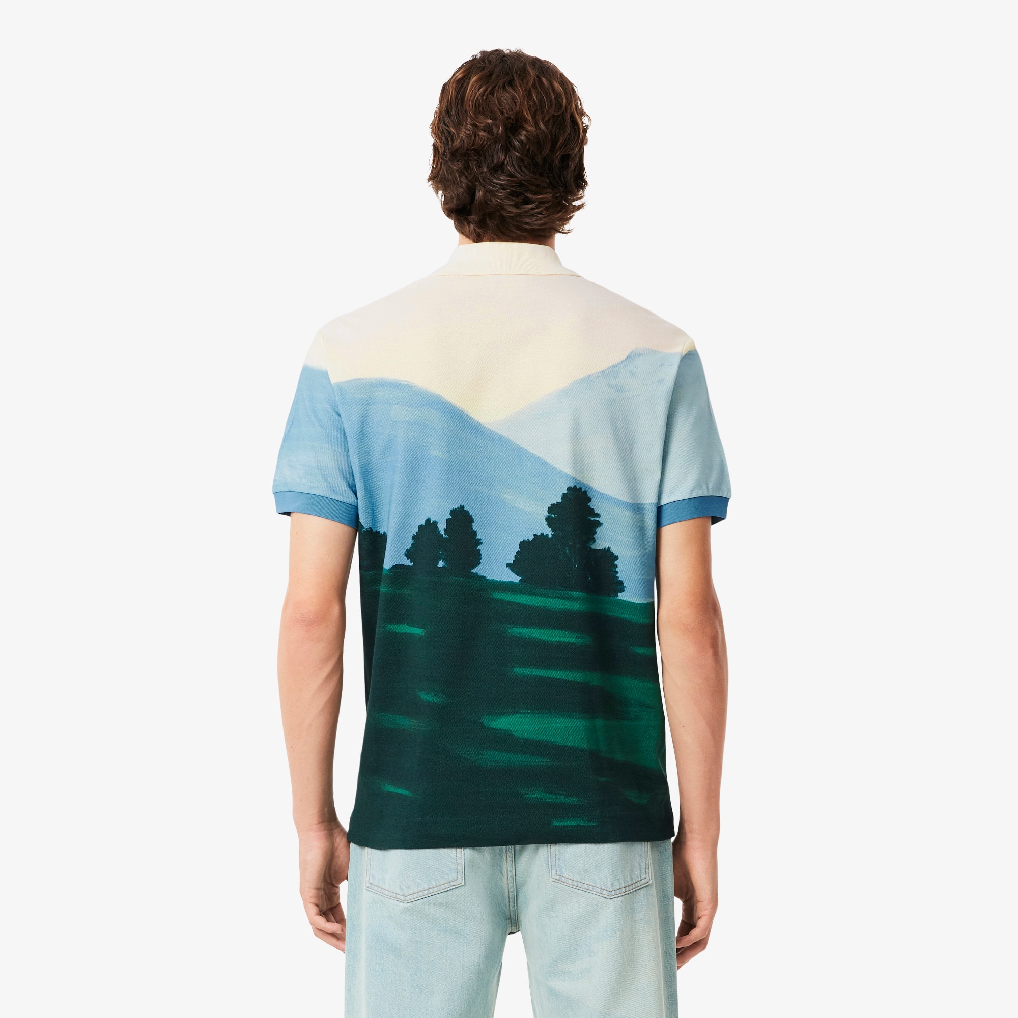 Thumbnail - Lacoste Classic Fit-Polohemd aus Mini-Piqué mit Print - Grün / Gelb / Grün / Weiß / Blau / Rosa Size M