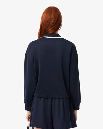 Oversized-Sweatshirt aus Piqu&eacute; mit Polokragen