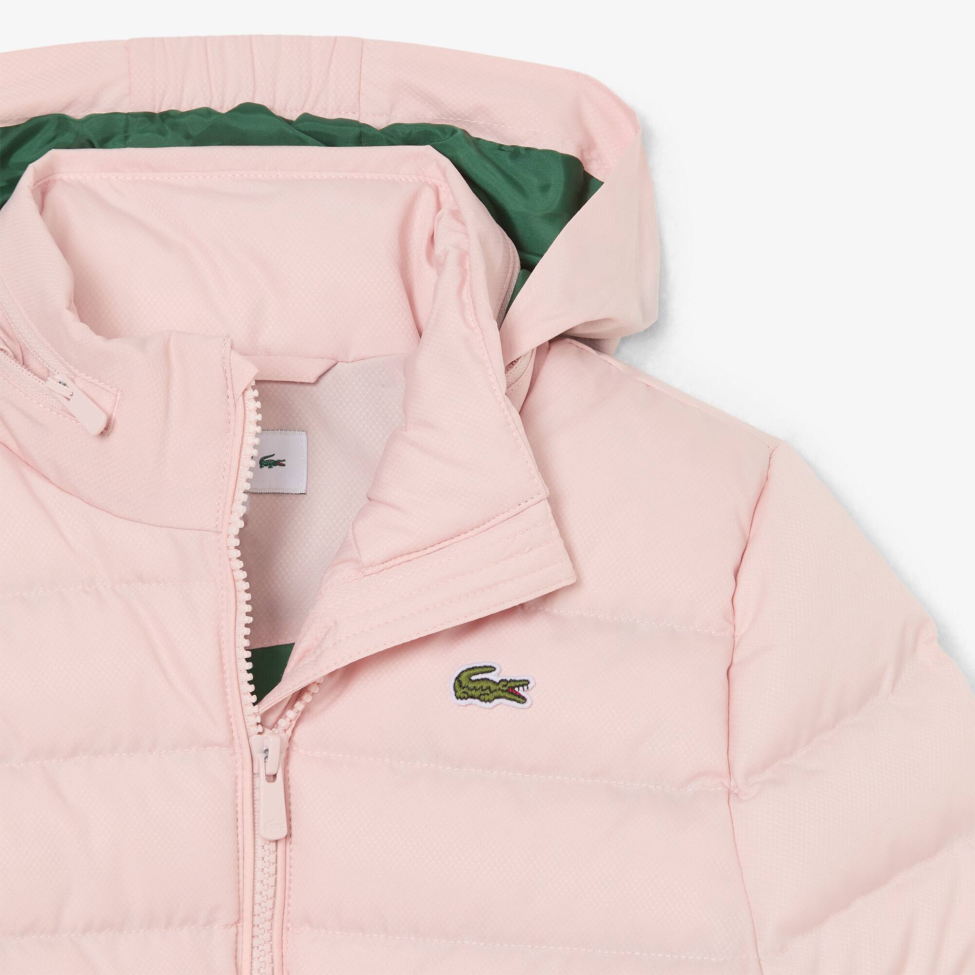Thumbnail - Lacoste Unisex Puffer-Jacke aus Diamant-Taft mit Kapuze - Hellrosa Size 7 - 7A