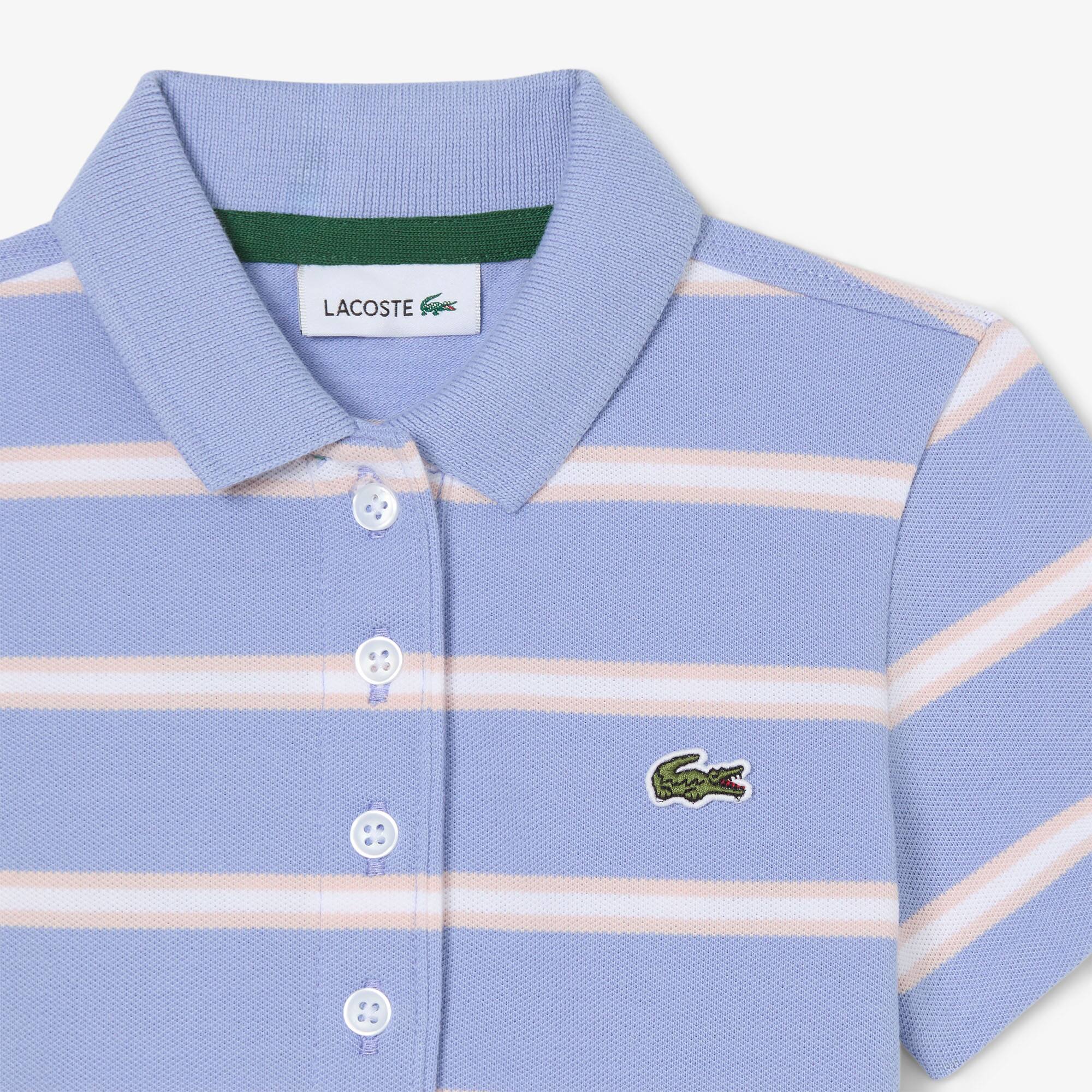 Thumbnail - Lacoste Polohemd aus Petit Piqué mit Streifen - Lila Size 6 - 6A