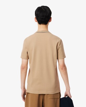 T-Shirt aus Stretch-Piqu&eacute; mit gestreiftem Kragen