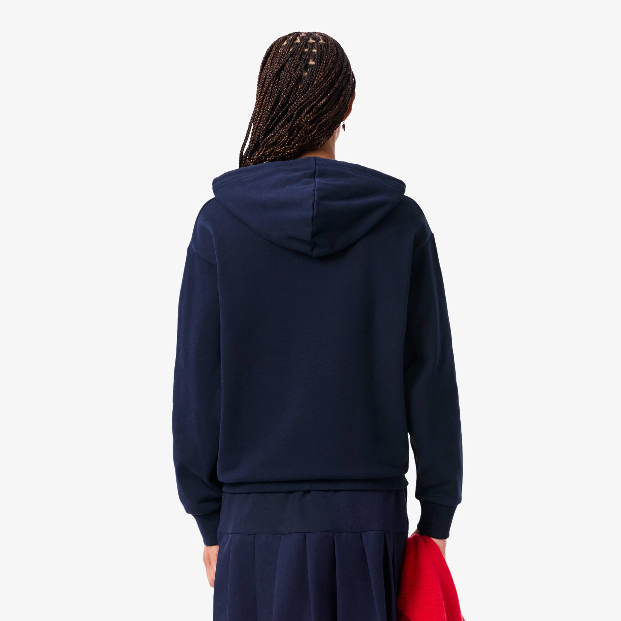 Thumbnail - Lacoste Übergroßer Hoodie aus Fleece - Navy Blau Size 32