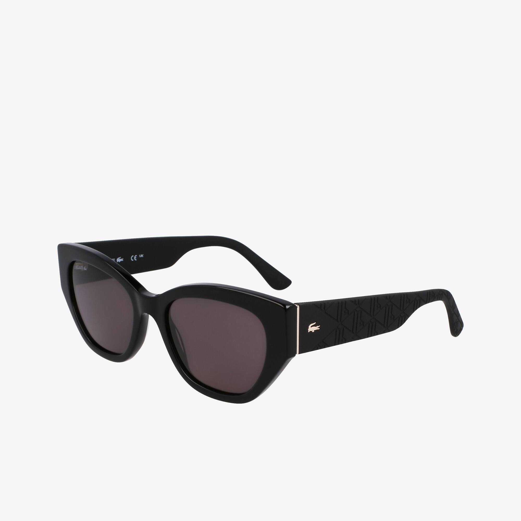 Thumbnail - Lacoste Rechteckige Acetat-Sonnenbrille mit Monogramm - BLACK / BLUE / BLACK Size One Size