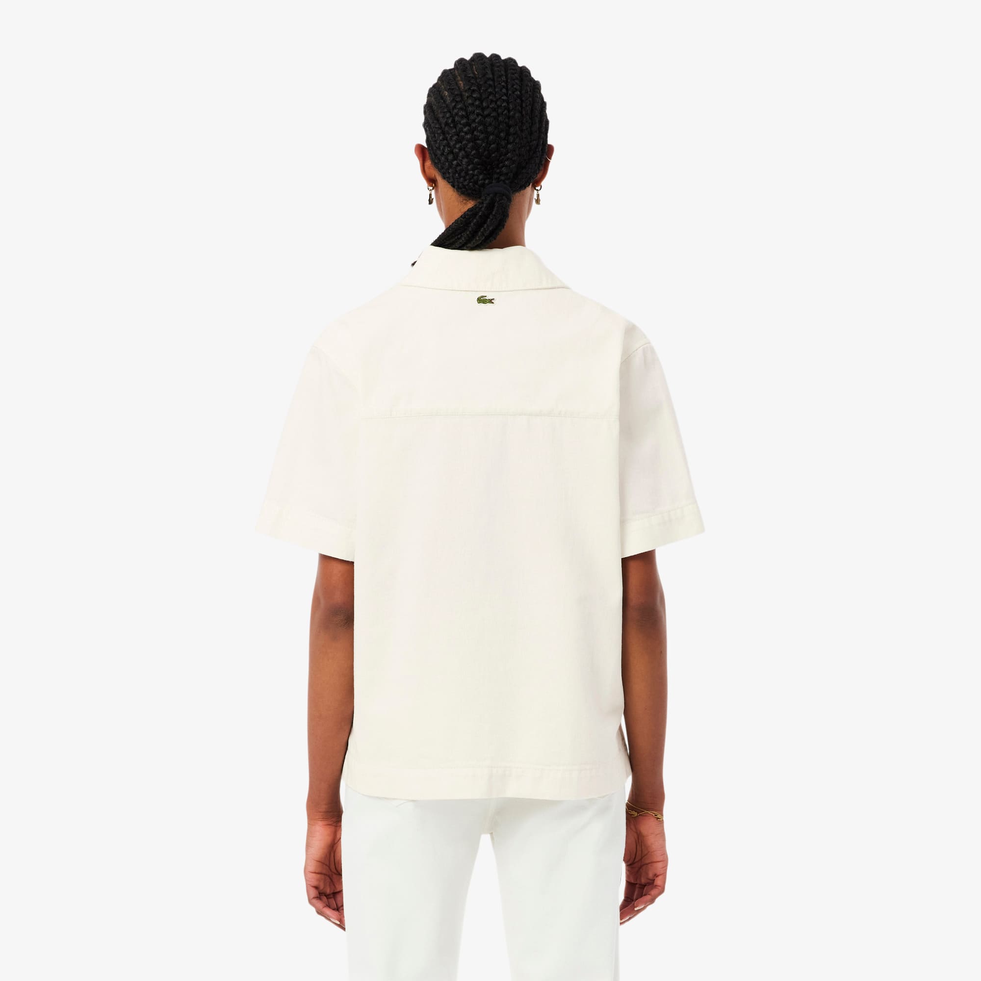 Thumbnail - Lacoste Oversized-Polohemd aus leichtem Denim - Weiß Size 40