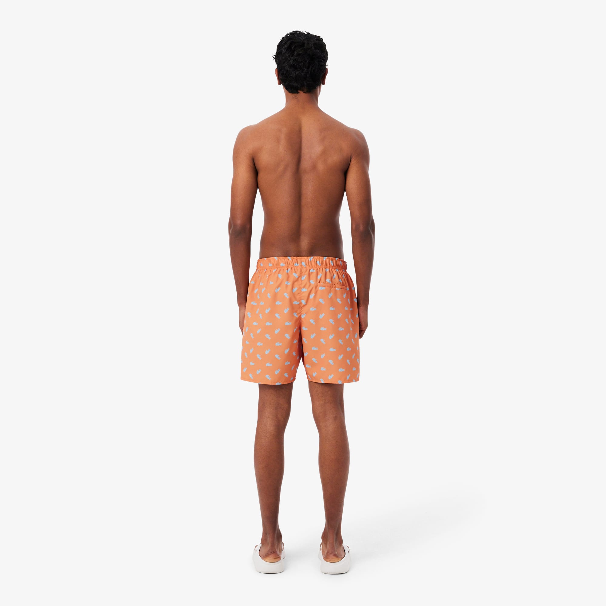 Thumbnail - Lacoste Halblange Badehose mit Kroko-Print - Orange Size L