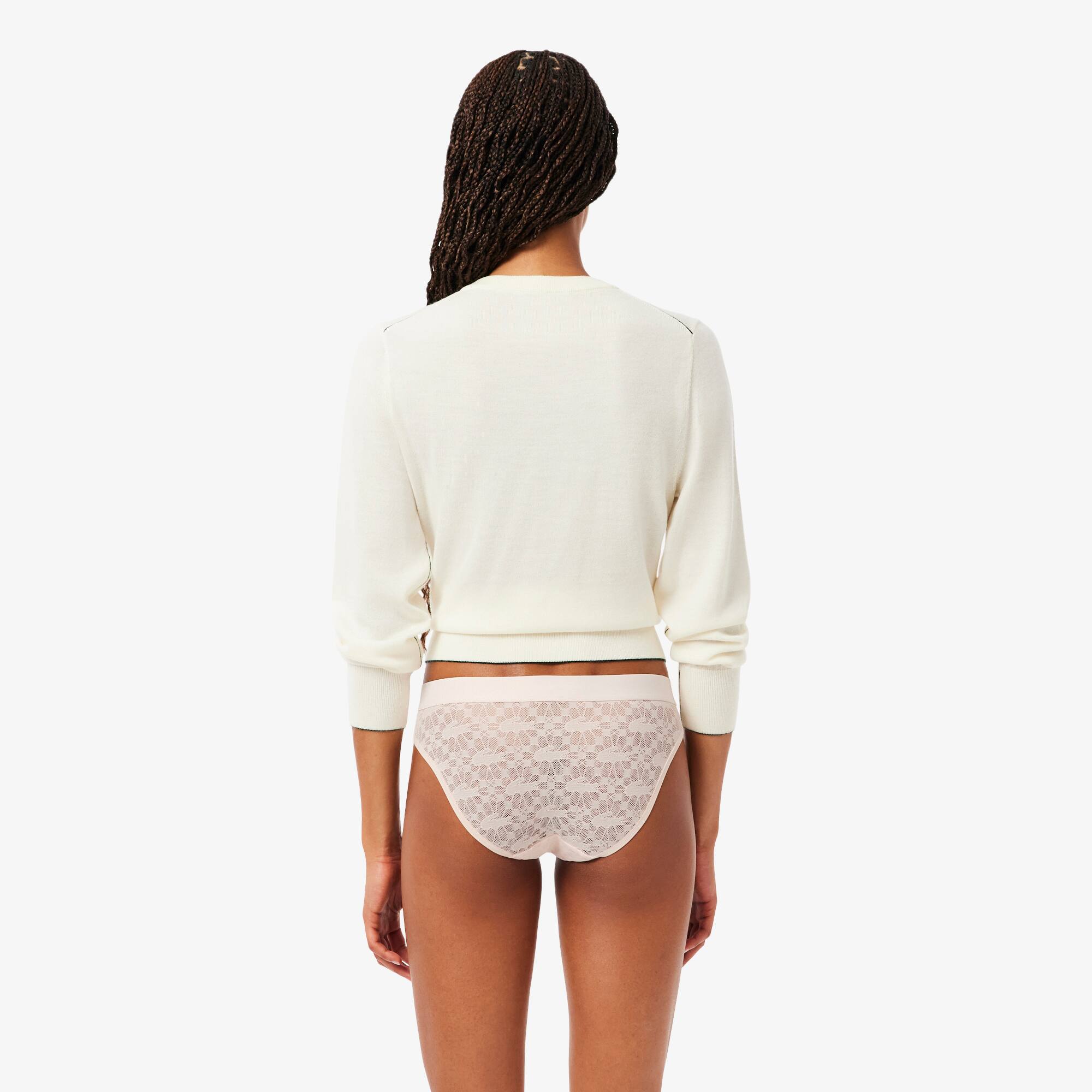 Thumbnail - Lacoste Spitzenslips mit Logo-Bund - Hellrosa Size M