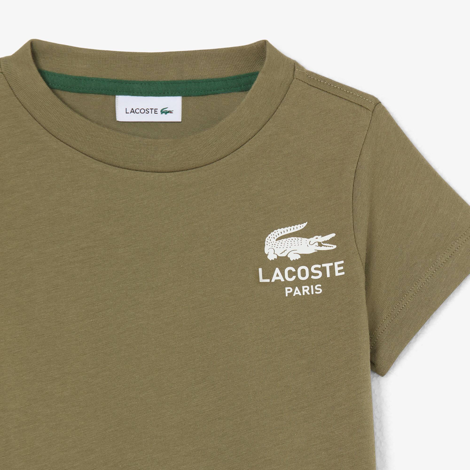 Thumbnail - Lacoste T-Shirt aus Baumwolle mit Print - Khaki Grün Size 7 - 7A