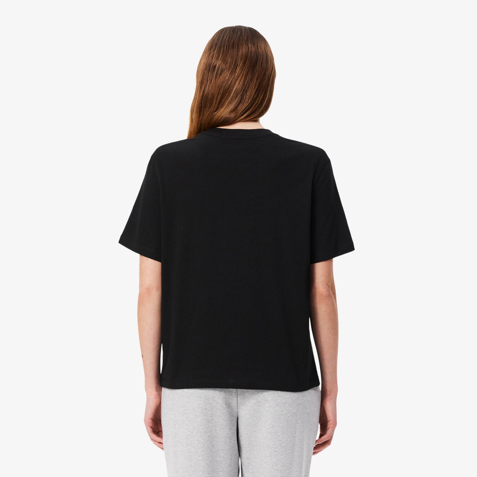 Thumbnail - Lacoste Loungewear-T-Shirt aus Baumwolljersey - Schwarz / Weiß Size XXS