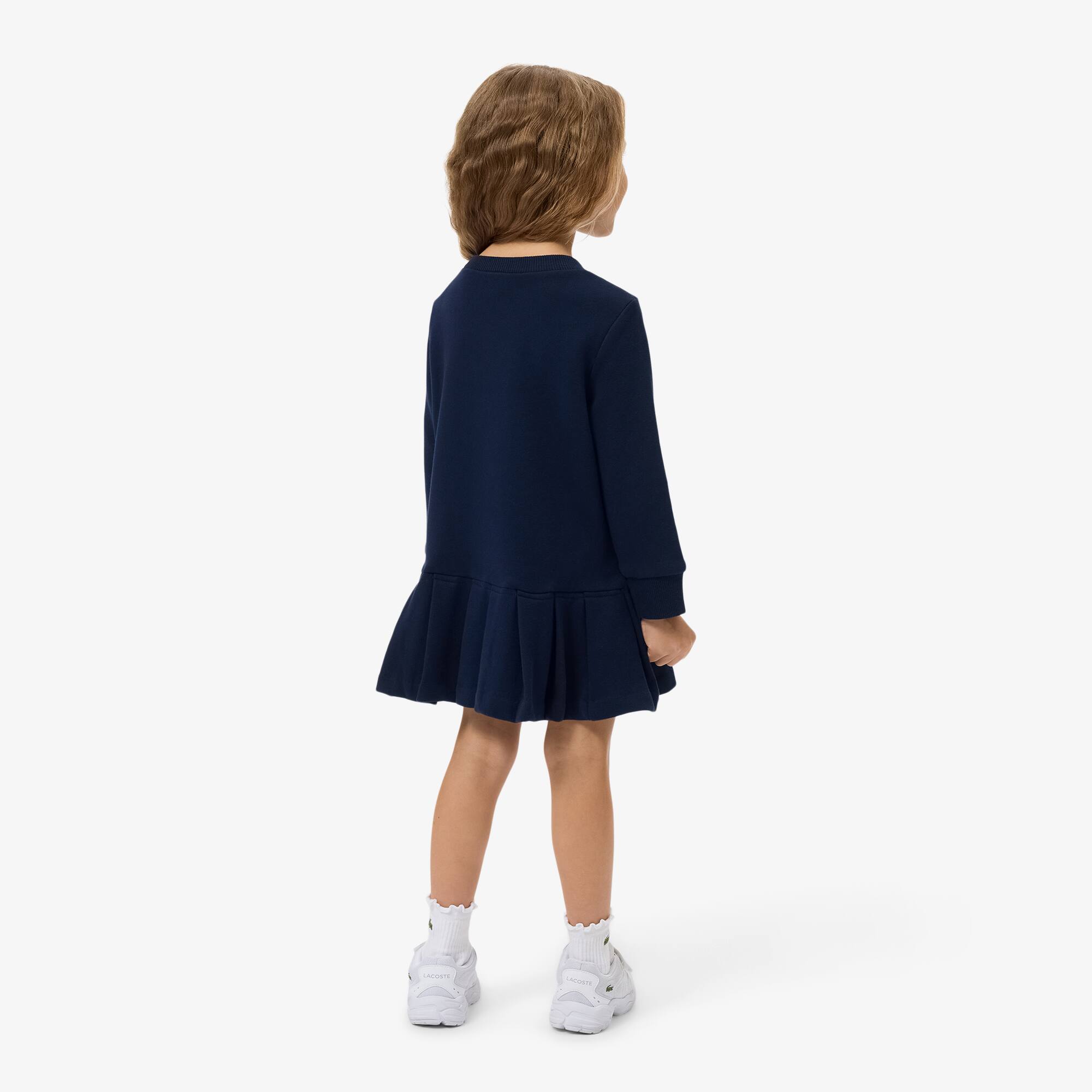 Thumbnail - Lacoste Kleid aus Fleece mit langen Ärmeln - Navy Blau Size 4 - 4A