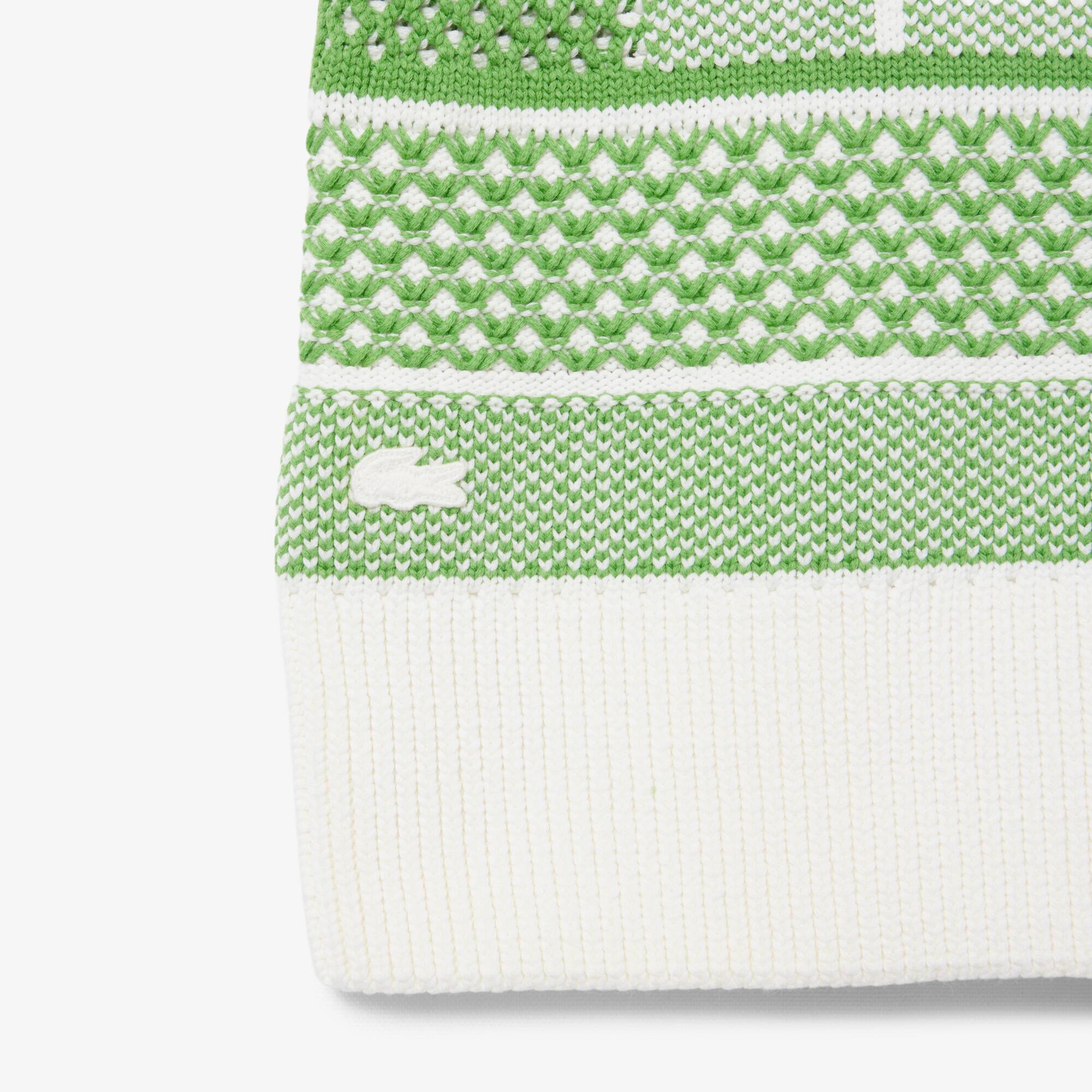 Thumbnail - Lacoste Tennis-Strickkleid aus Jacquard - Blanc / Vert Size 32
