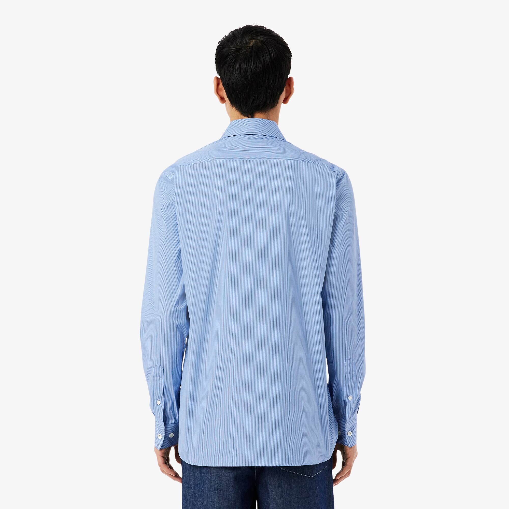 Thumbnail - Lacoste Slim Fit-Hemd aus gestreifter Stretch-Popeline - Hellblau / Weiß / Navy Blau Size 38