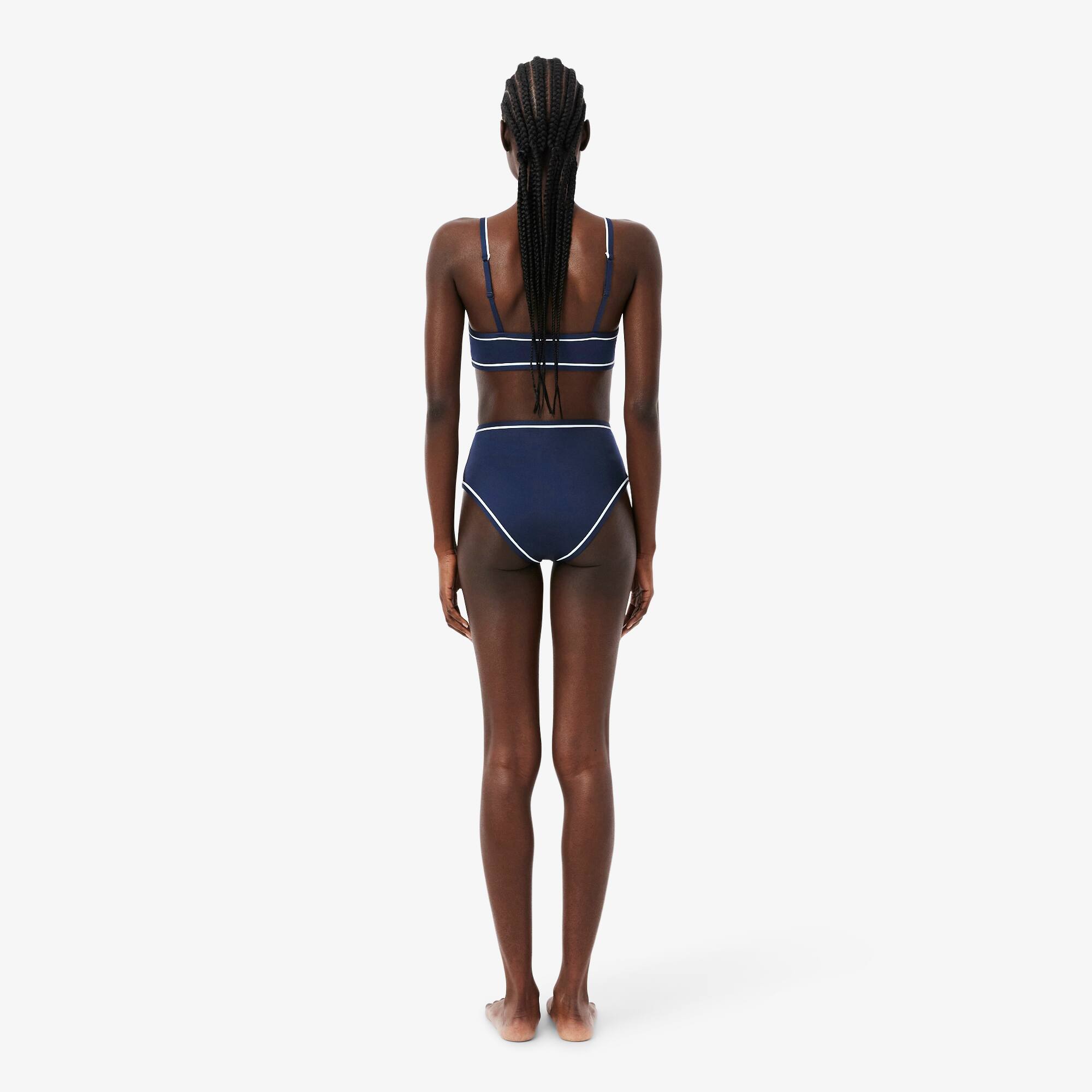 Thumbnail - Lacoste Badehöschen mit hoher Taille - Bleu Marine / Bleu Clair / Blanc Size 38