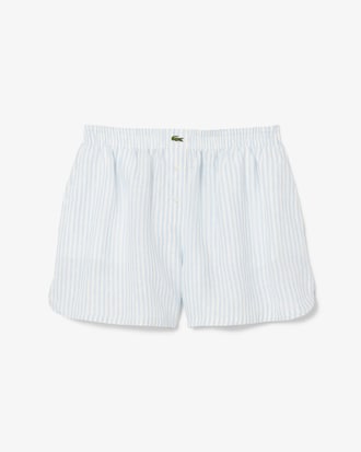 Gestreifte Loose Cut-Shorts aus Leinen