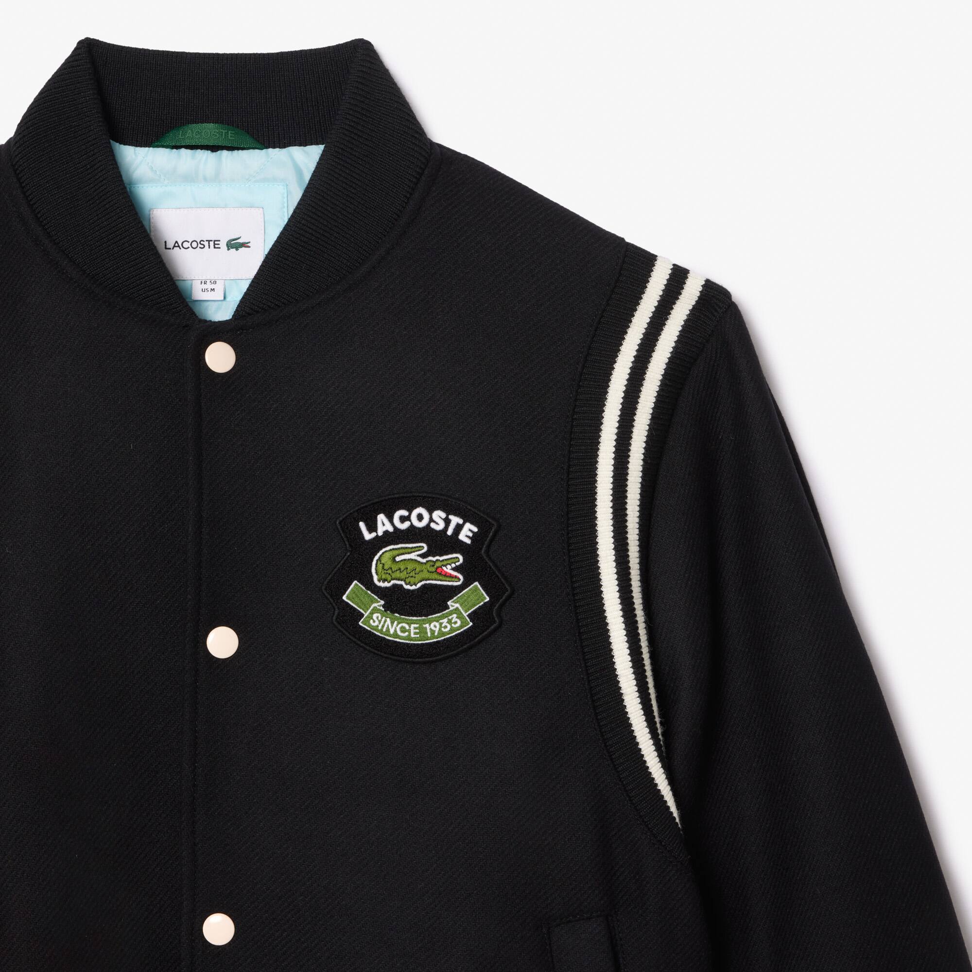 Thumbnail - Lacoste Bomberjacke aus Wolle mit Kontrast-Varsity-Badge - Schwarz Size 50 - M