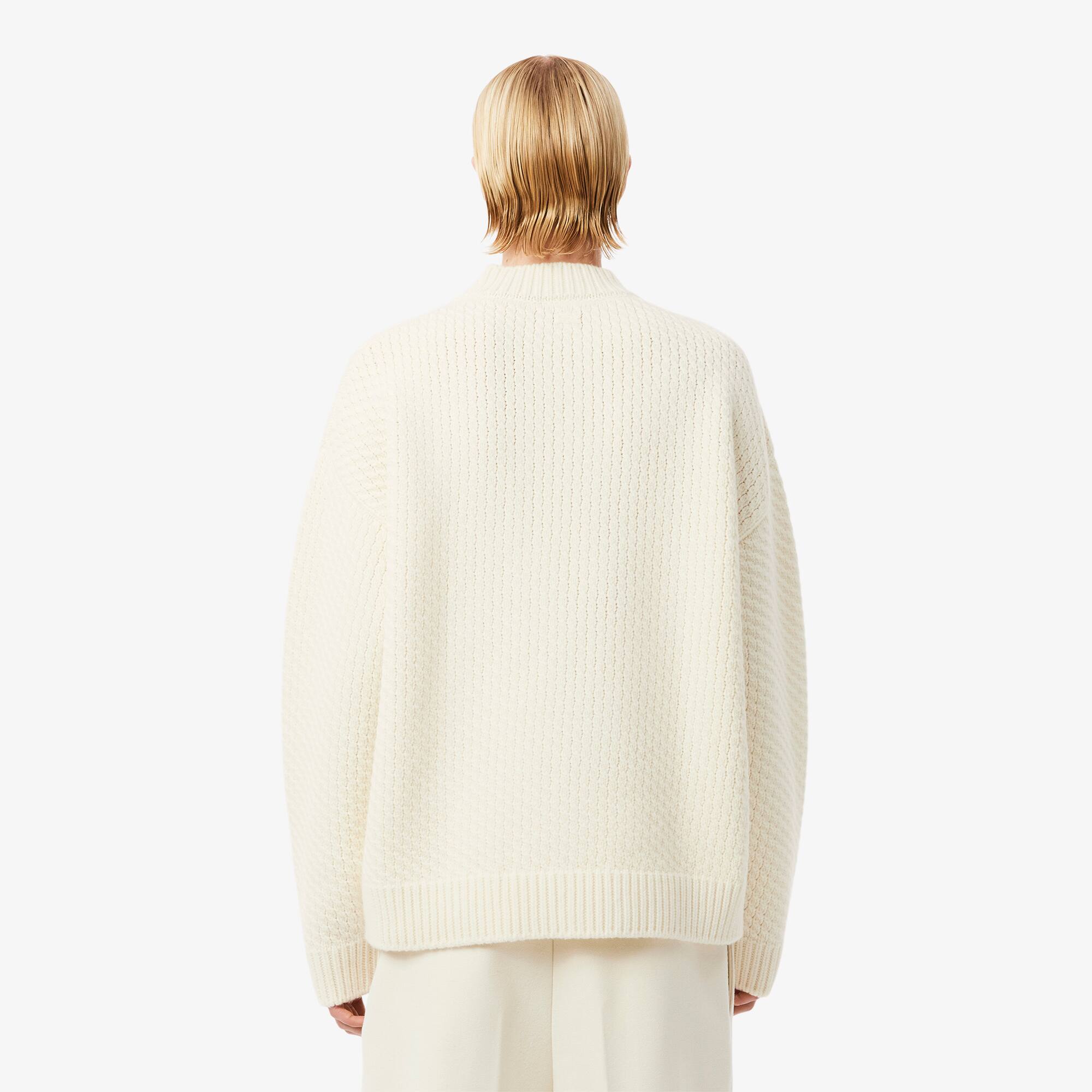 Thumbnail - Lacoste Pullover Runway aus Wolle mit gesticktem Badge - Weiß Size S