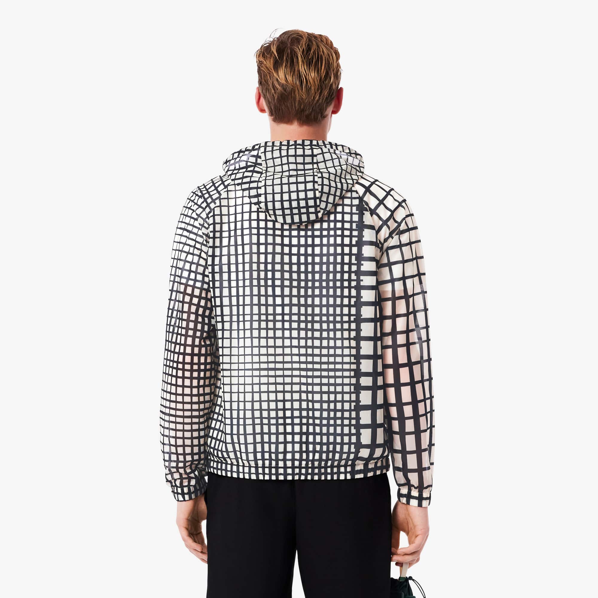 Thumbnail - Lacoste Leichte TennisSportjacke mit Krokodil-Print - Weiß / Schwarz Size 56 - L-XL