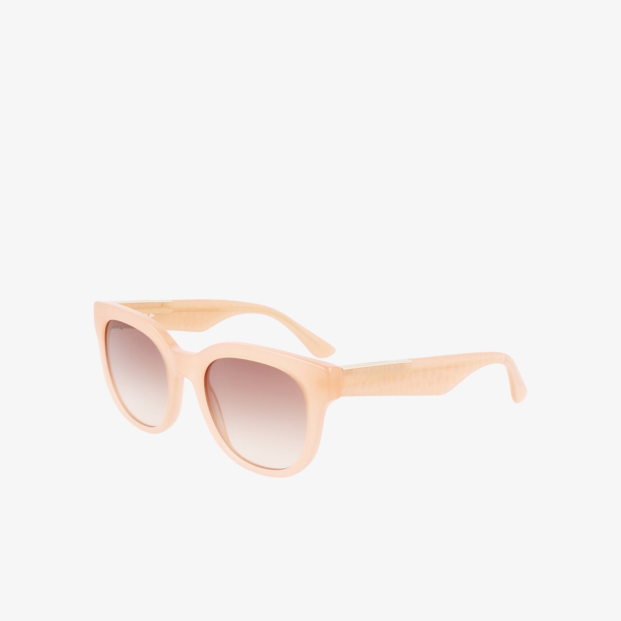Thumbnail - Lacoste Ovale Acetat-Sonnenbrille mit Kroko-Print - ROSE Size One Size