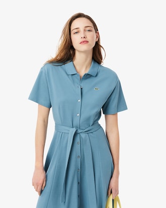 Flared-Polokleid aus Mini-Piqué