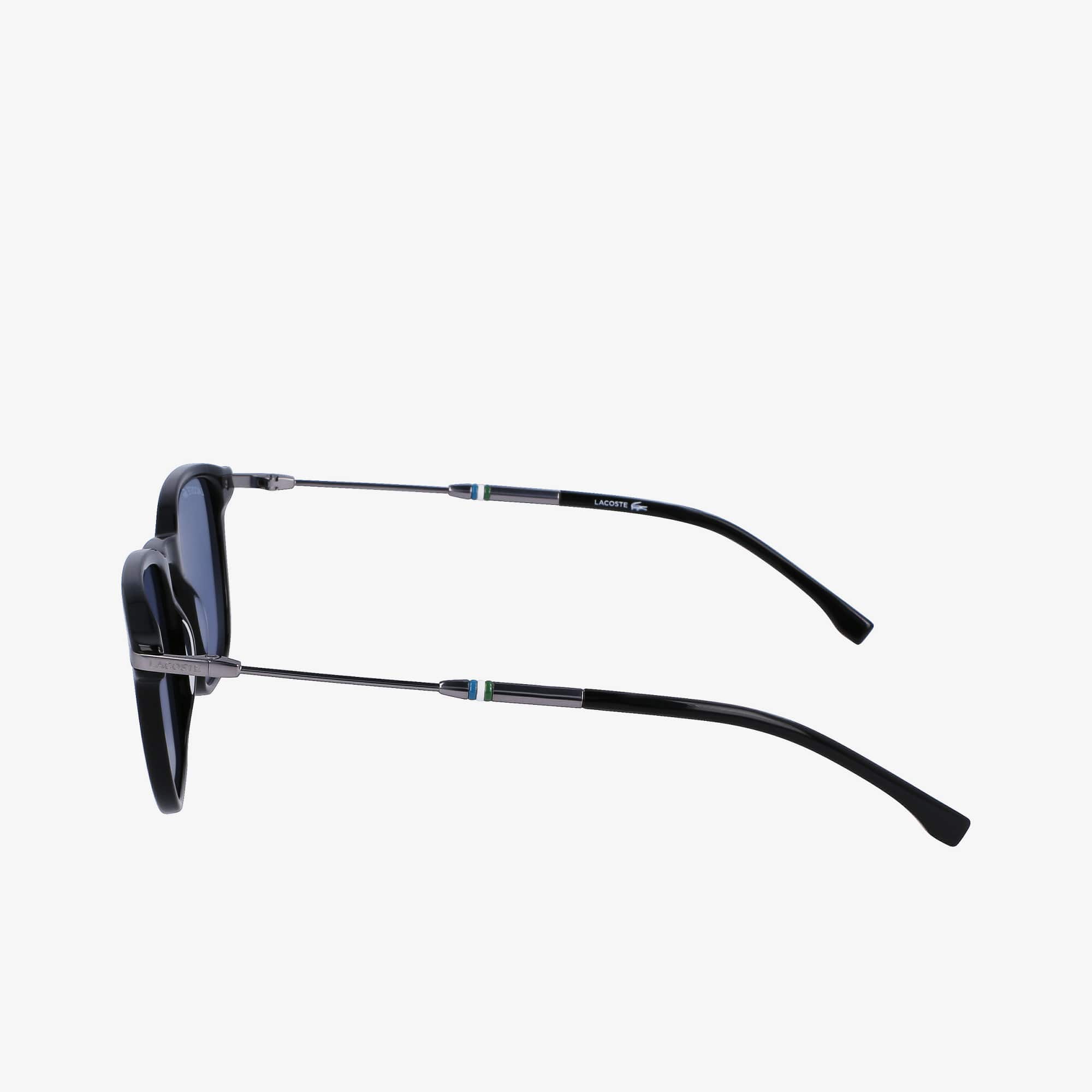 Thumbnail - Lacoste Dreifarbige, rechteckige Acetat-Sonnenbrille - BLACK / BLUE / BLACK Size One Size