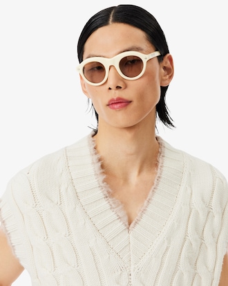 Ärmelloser Pullover aus Wolle mit Zopfmuster