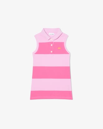 Gestreiftes, &auml;rmelloses Polokleid aus Petit Piqu&eacute;