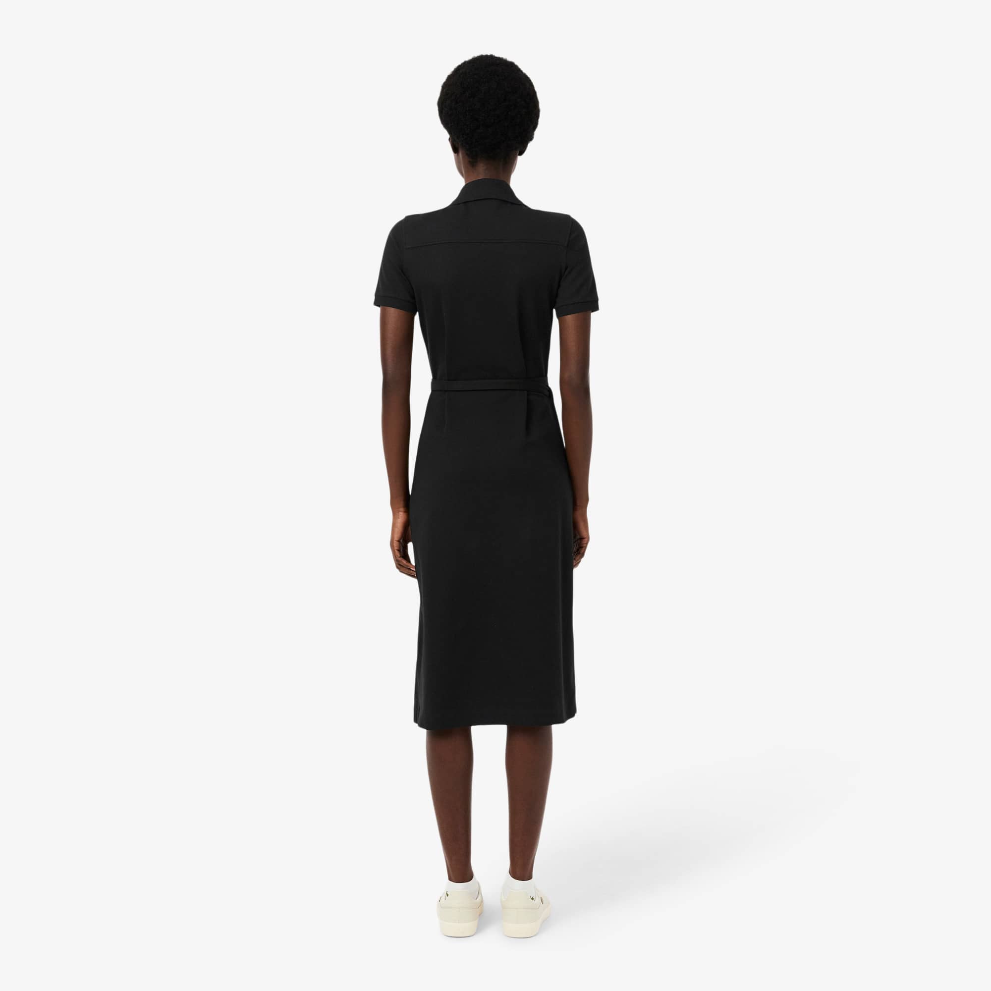 Thumbnail - Lacoste Polo-Wickelkleid aus dehnbarem Mini Piqué - Schwarz Size 36