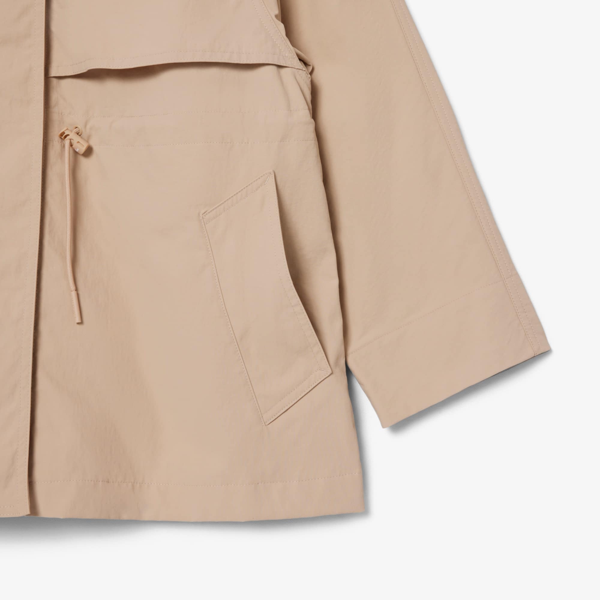 Thumbnail - Lacoste Mittellanger, wasserabweisender Oversized-Parka - Beige Size 38