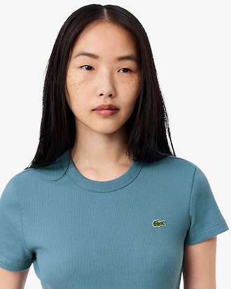 Slim Fit-T-Shirt aus gerippter Baumwolle