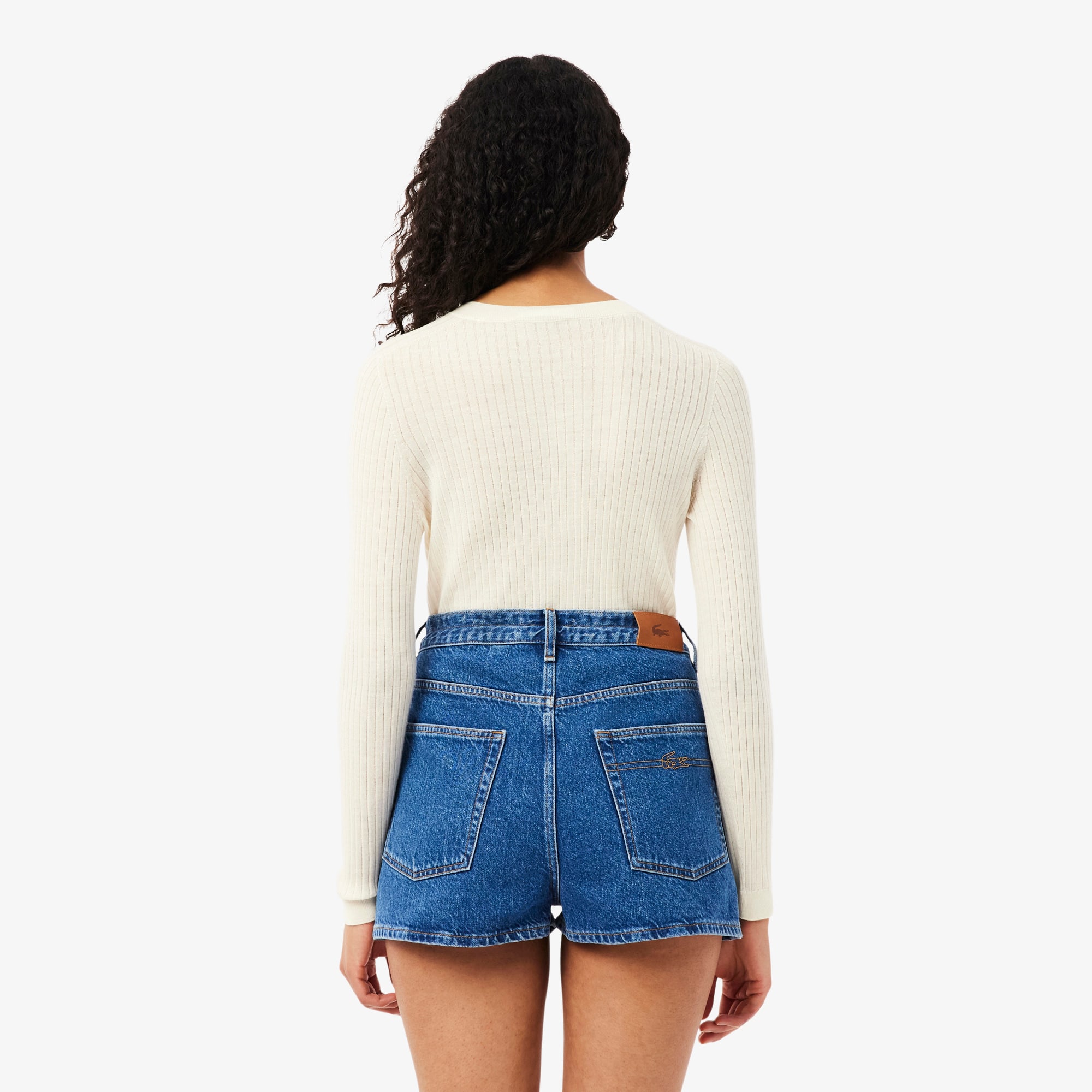 Thumbnail - Lacoste Rippstrick-Cardigan aus Merinowolle - Weiß Size 36