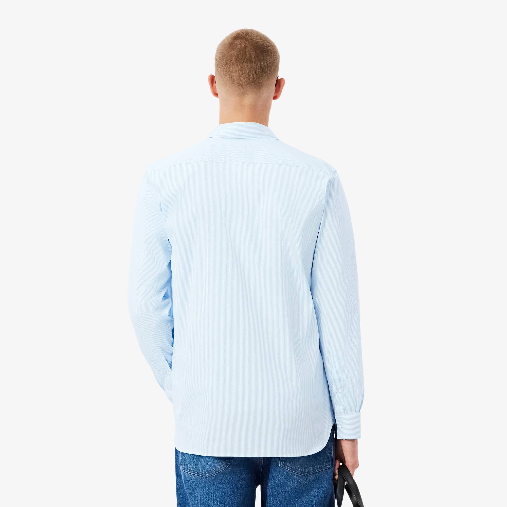 Thumbnail - Lacoste Slim Fit-Hemd aus gestreifter Stretch-Popeline - Weiß / Hellblau Size 45