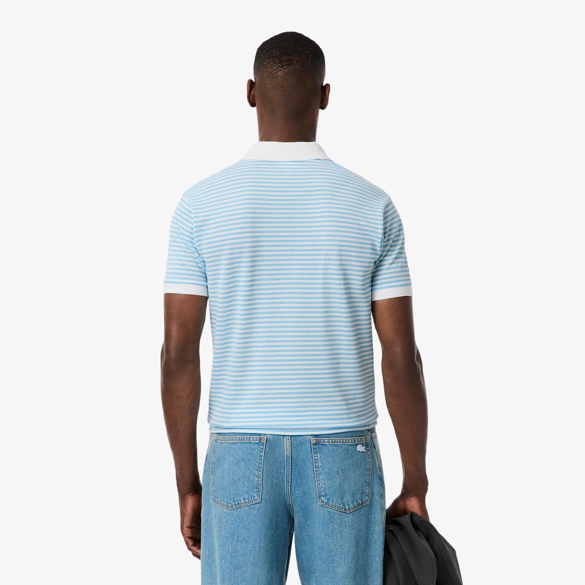 Thumbnail - Lacoste Classic Fit-Polohemd L.12.12 aus Petit Piqué mit Streifen - Weiß / Blau Size 3XL