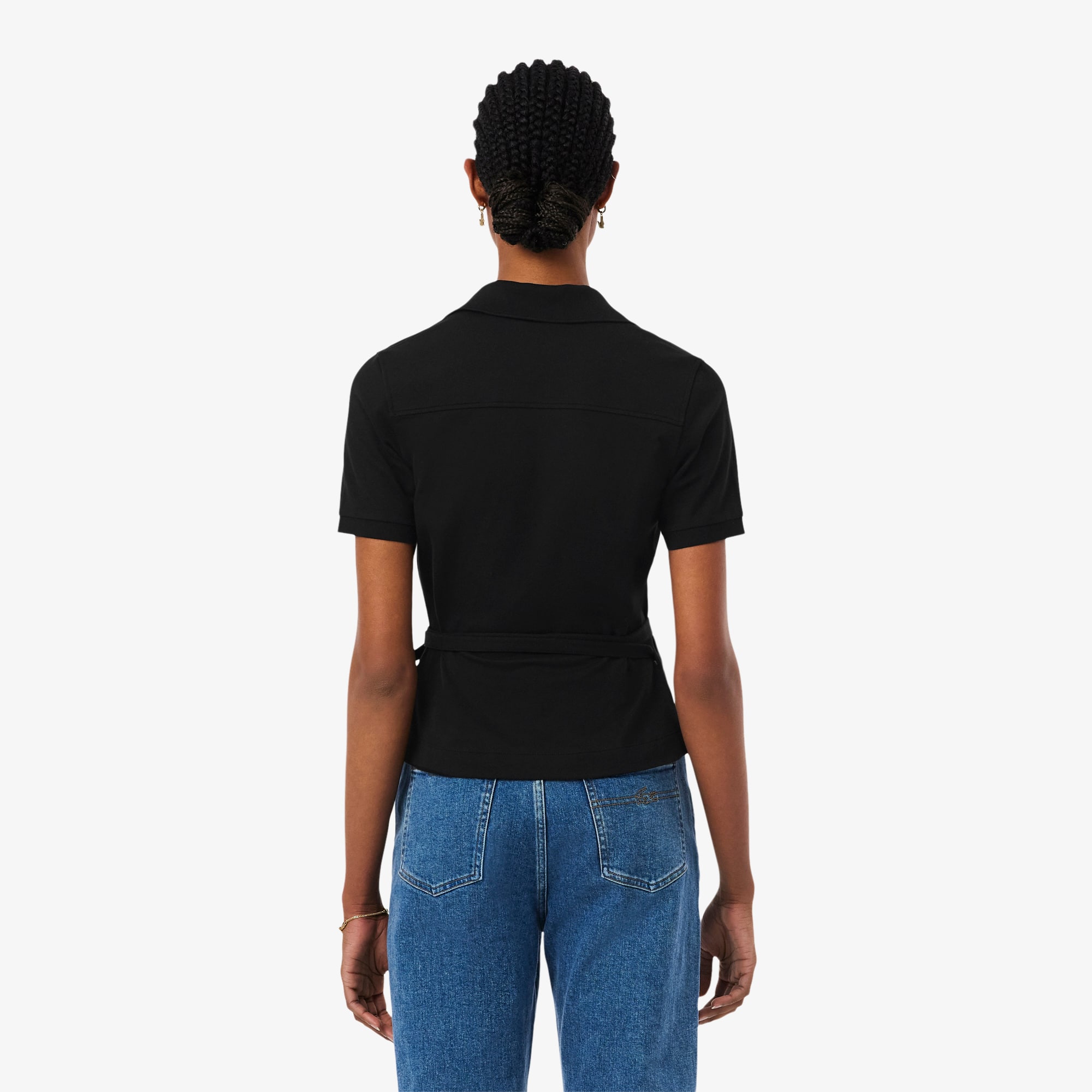 Thumbnail - Lacoste Wickel-Polohemd aus Stretch-Mini Piqué mit Gürtel - Schwarz Size 36