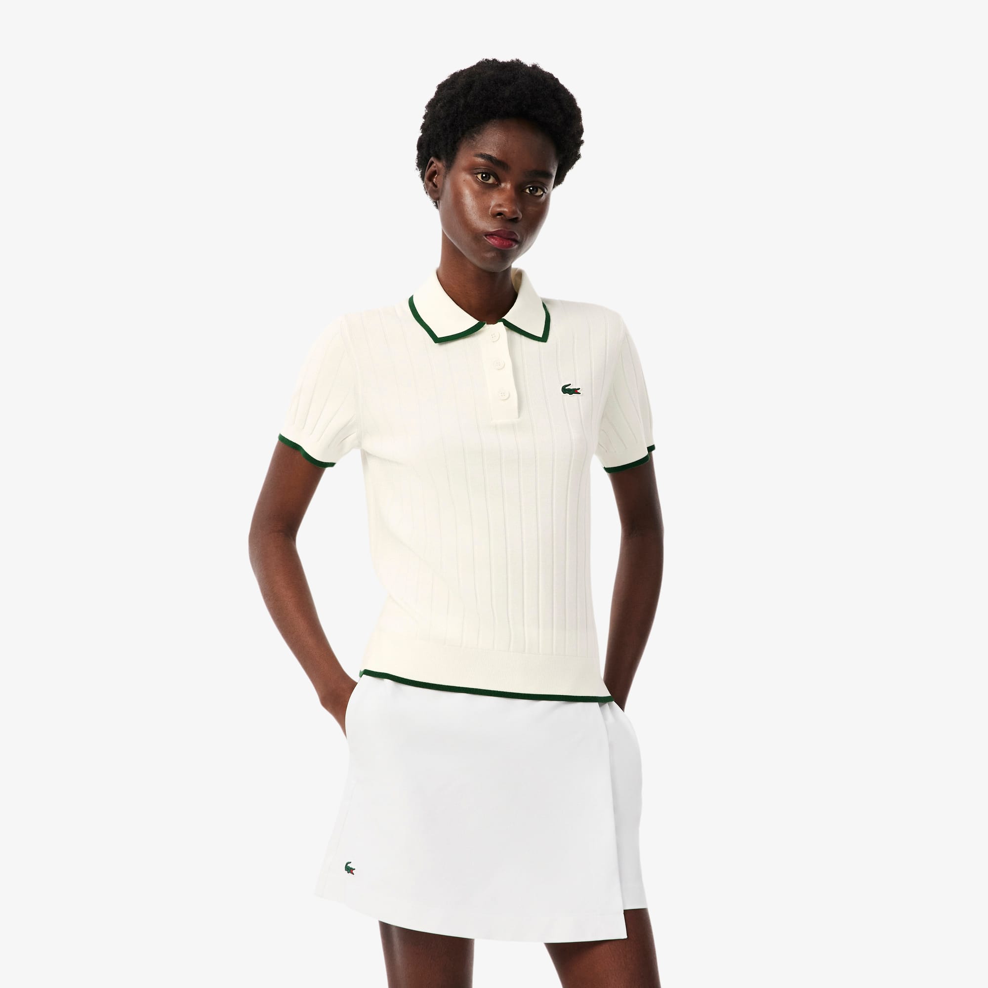 Golf-Pullover mit Polokragen und kurzen Ärmeln - Pullover Damen